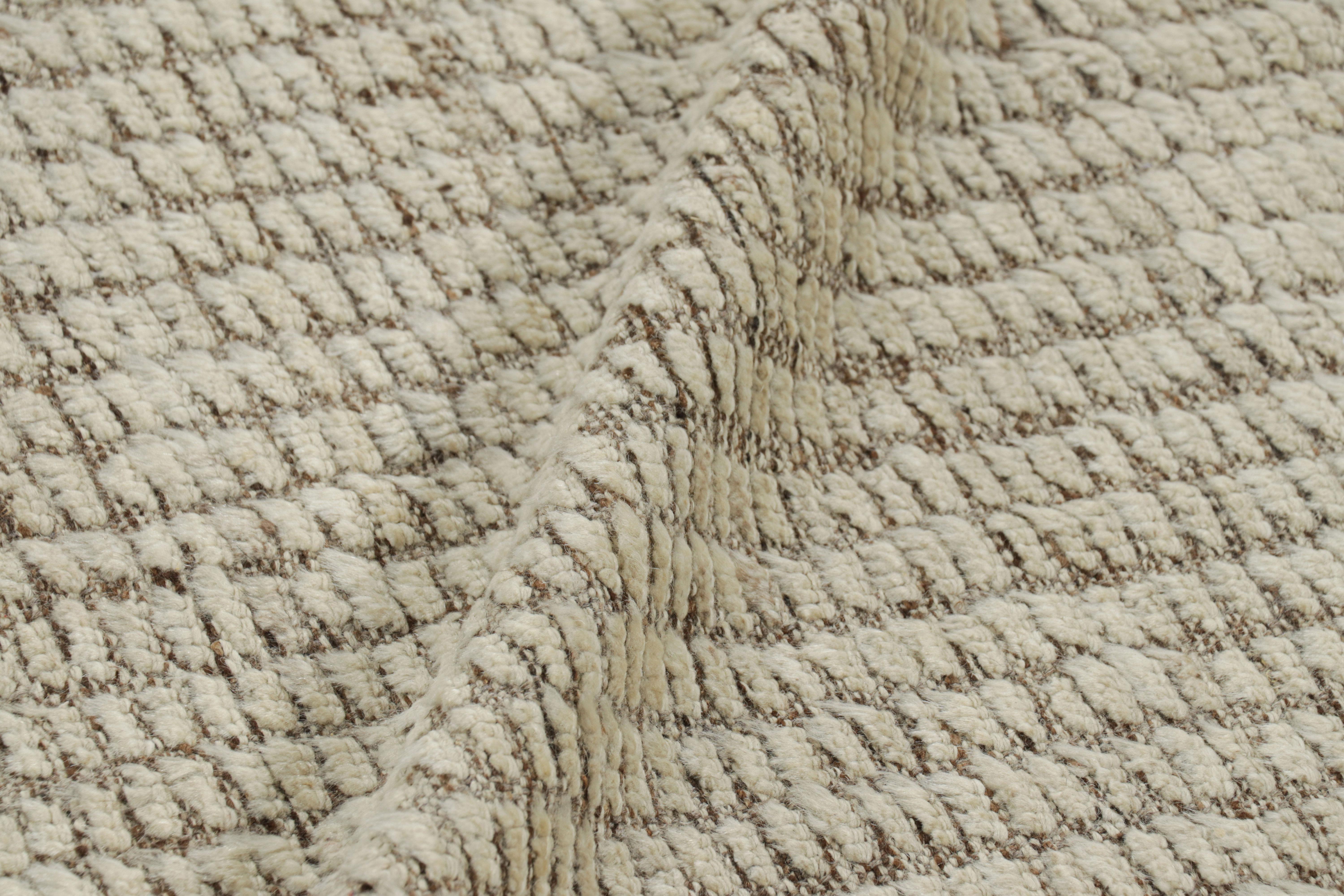 Contemporary Rug & Kilim’s Oversized Kilim with Beige and White Textural Stripes and Striae For Sale