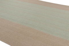 Rug & Kilim’s Oversized Modern Kilim with Textural Beige and Mint Green Stripes