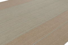 Rug & Kilim’s Oversized Modern Kilim with Textural Beige and Mint Green Stripes