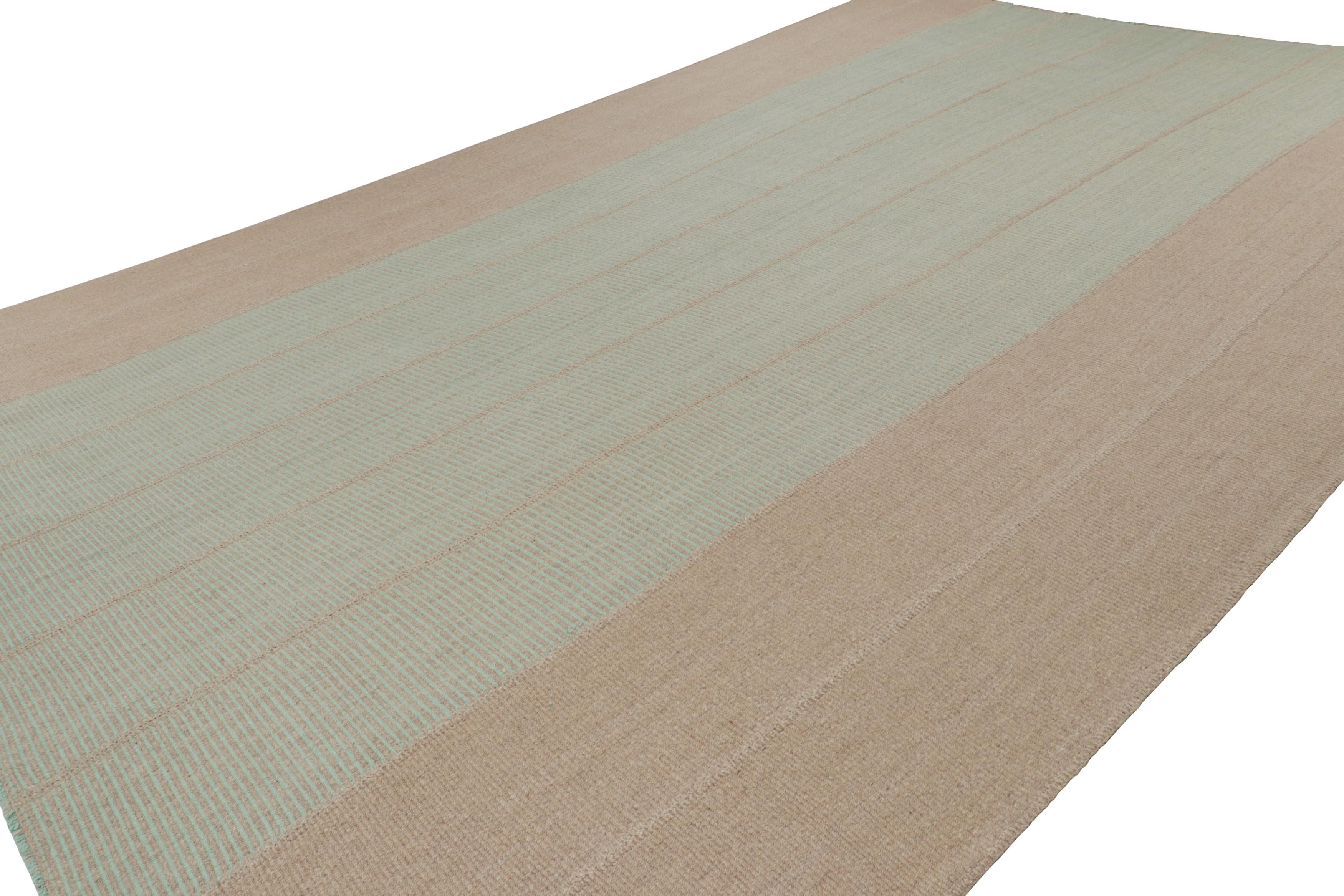 Rug & Kilim è un kilim moderno e sovradimensionato con strisce beige e verde menta. In condizioni Nuovo in vendita a Long Island City, NY
