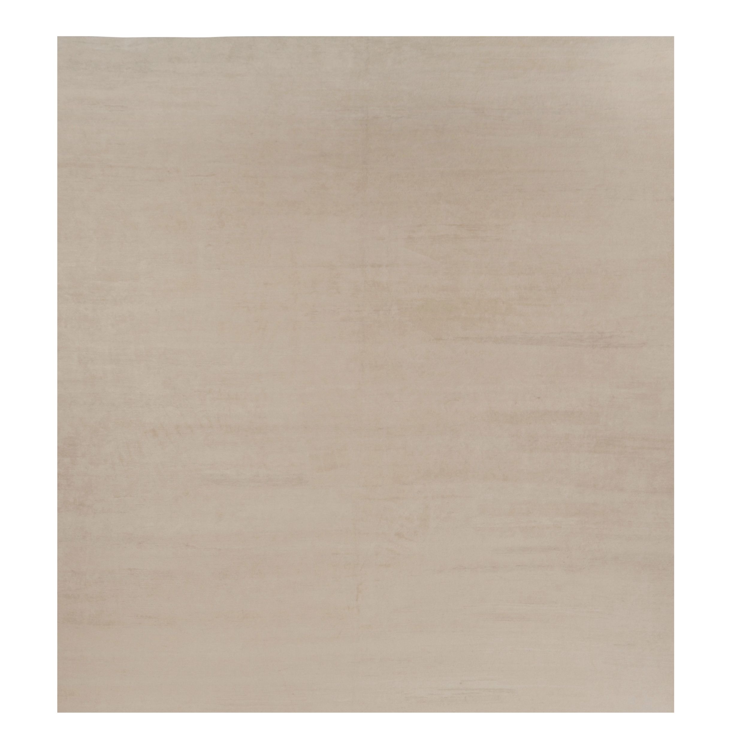 Pre-owned Rug & Kilim 's Oversized Modern Textural Rug In Beige And Cream Striae In White