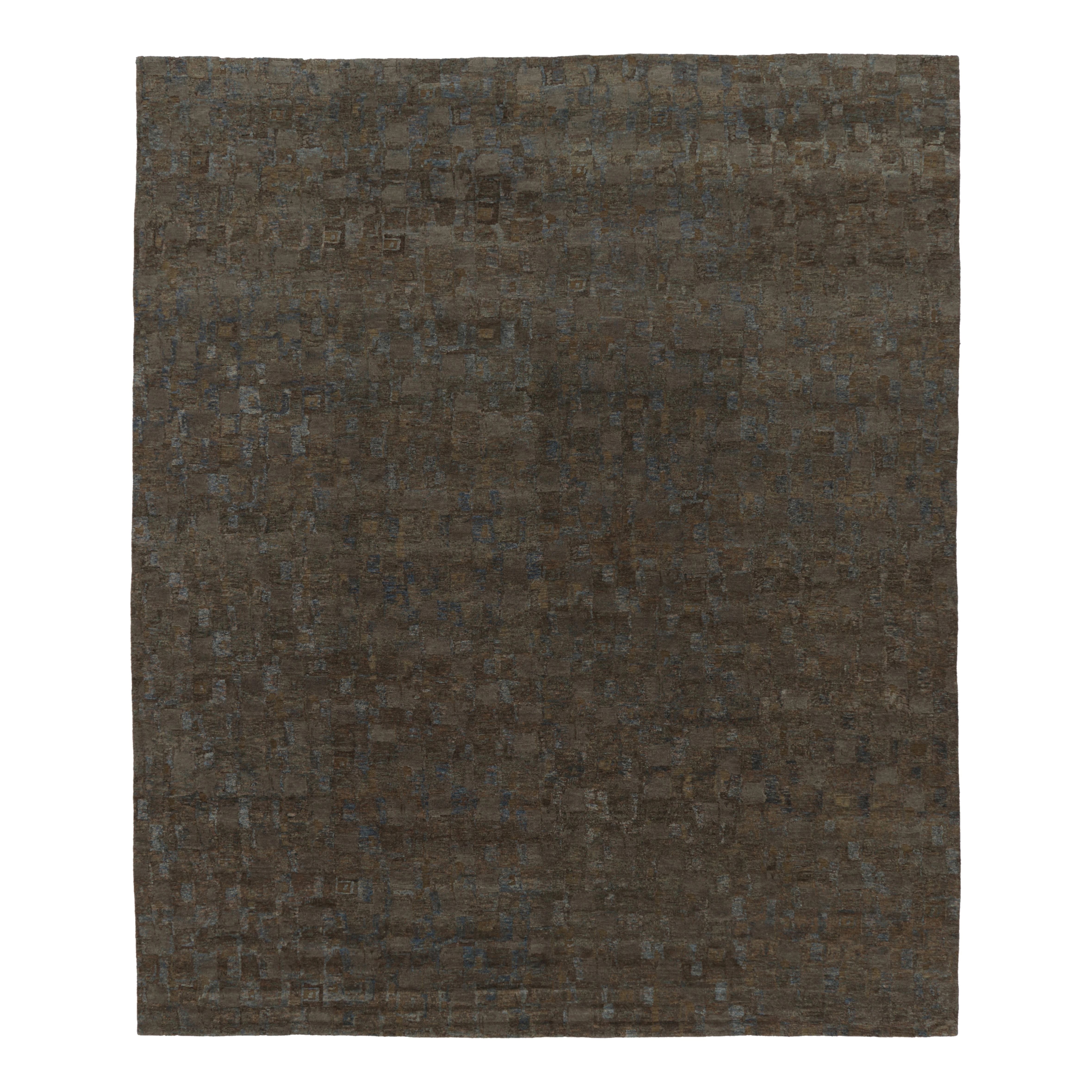 Rug
Kilim
s Oversized Modern Textural Rug in Brown and Blue Abstract Pattern