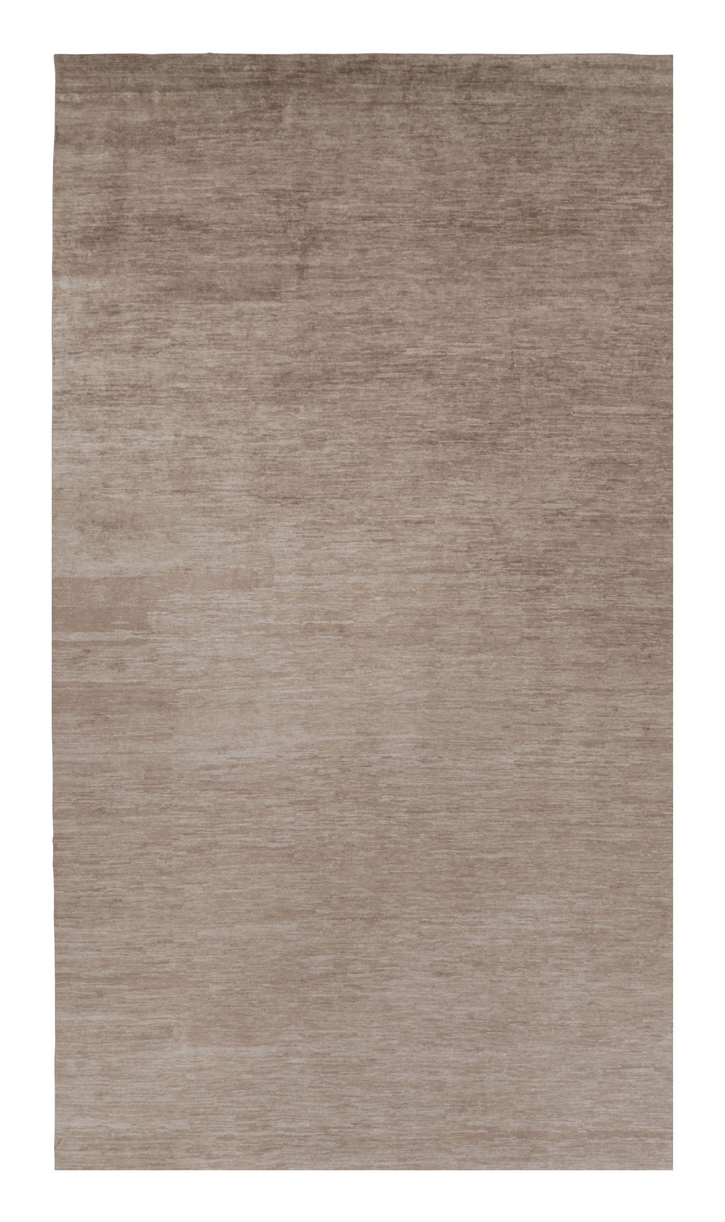 Rug & Kilim’s Oversized Modern Textural Rug in Brown, White and Beige Striae