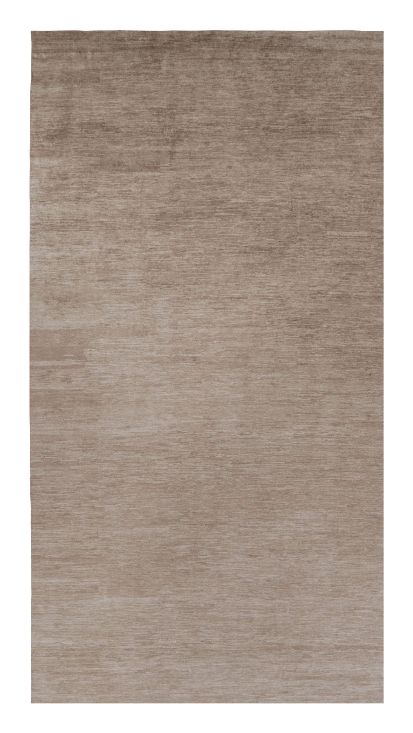 Rug & Kilim’s Oversized Modern Textural Rug in Brown, White and Beige Striae