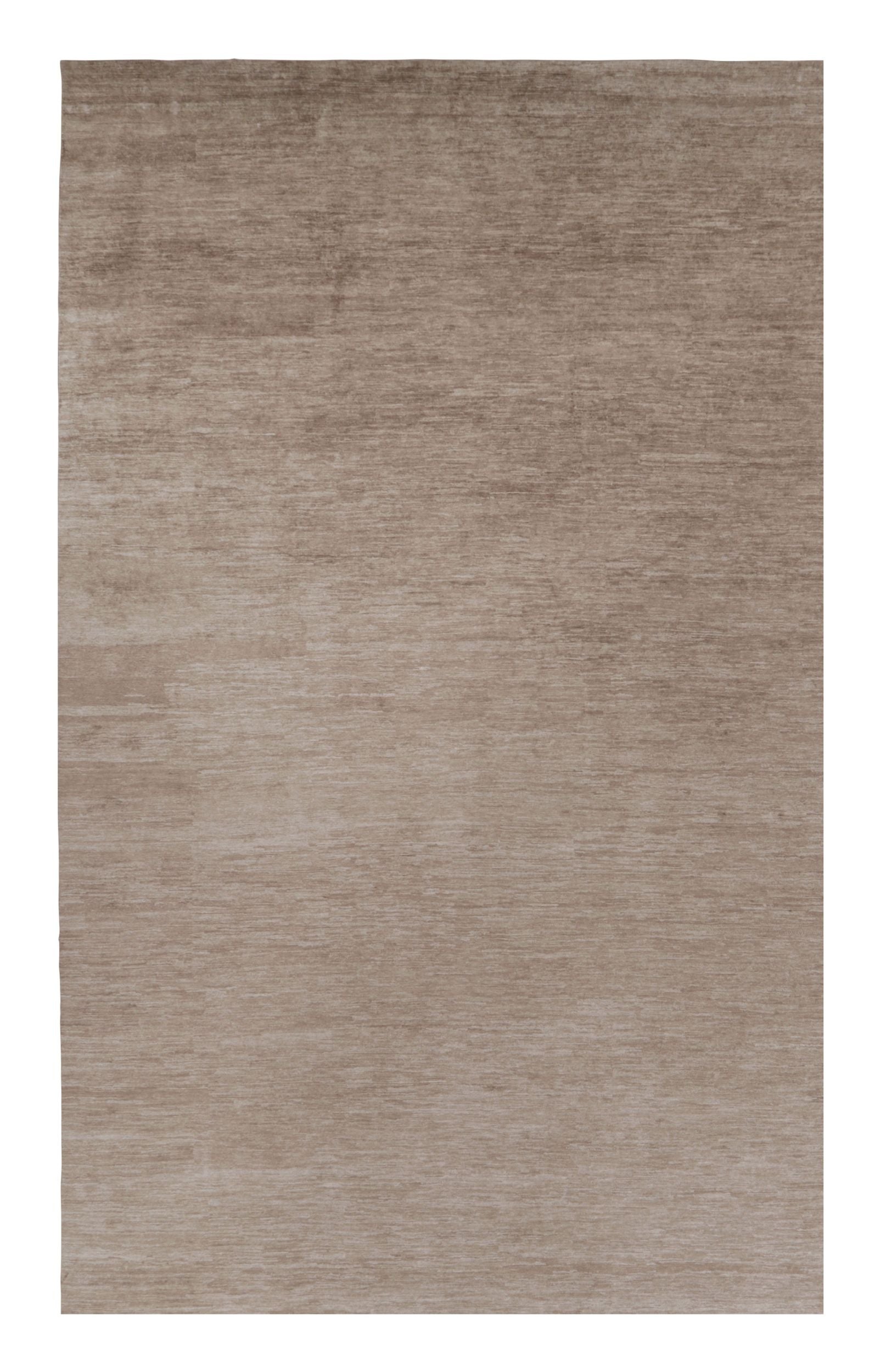 Rug & Kilim’s Oversized Modern Textural Rug in Brown, White and Beige Striae