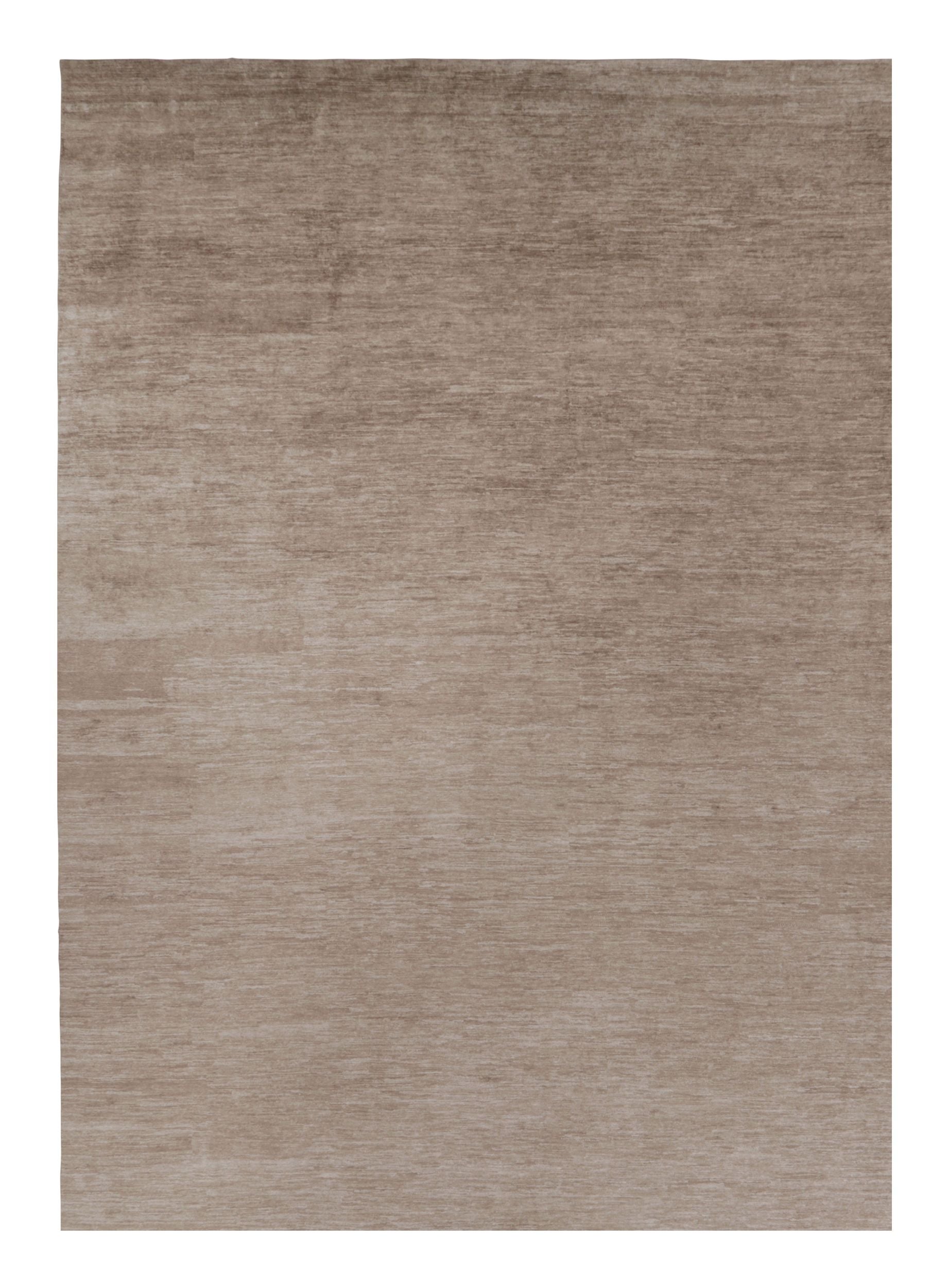 Rug & Kilim’s Oversized Modern Textural Rug in Brown, White and Beige Striae