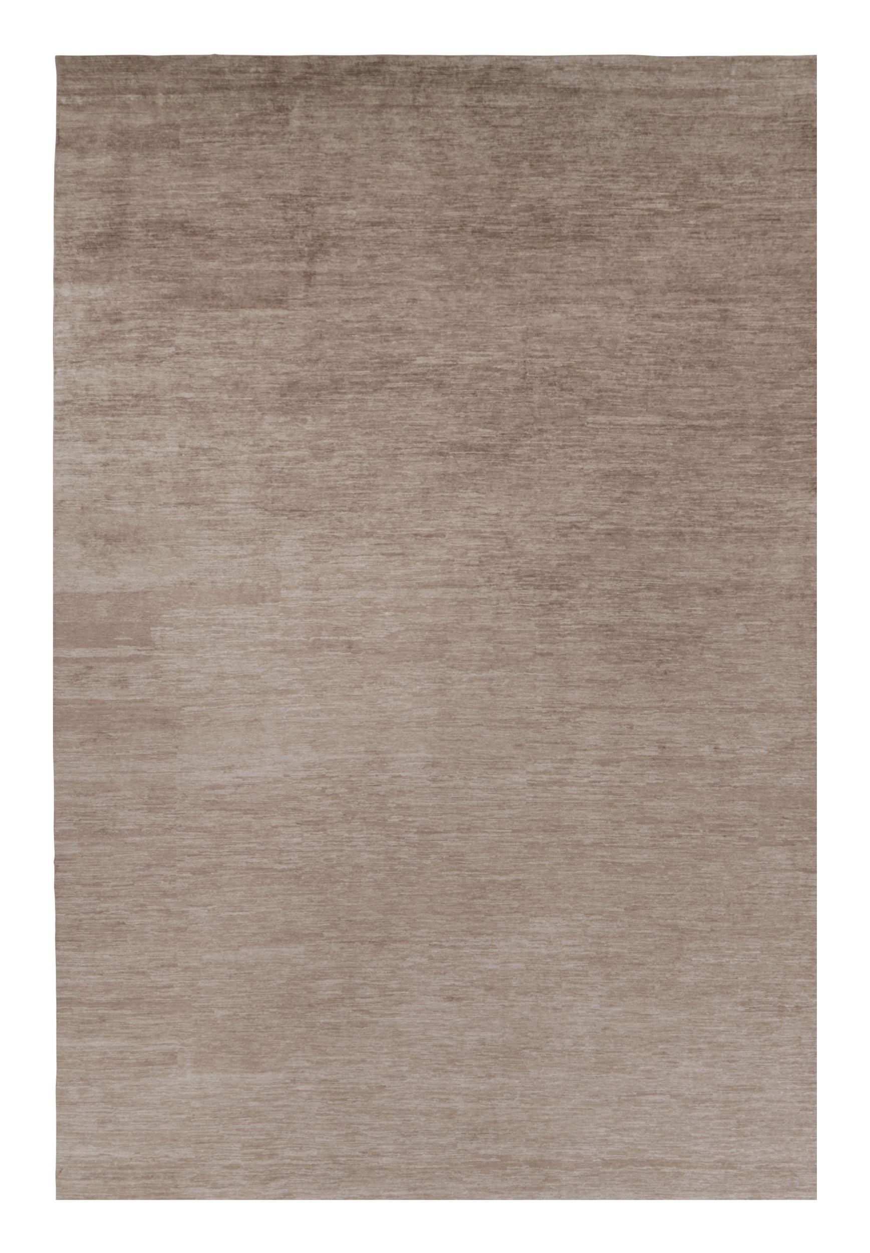 Rug & Kilim’s Oversized Modern Textural Rug in Brown, White and Beige Striae