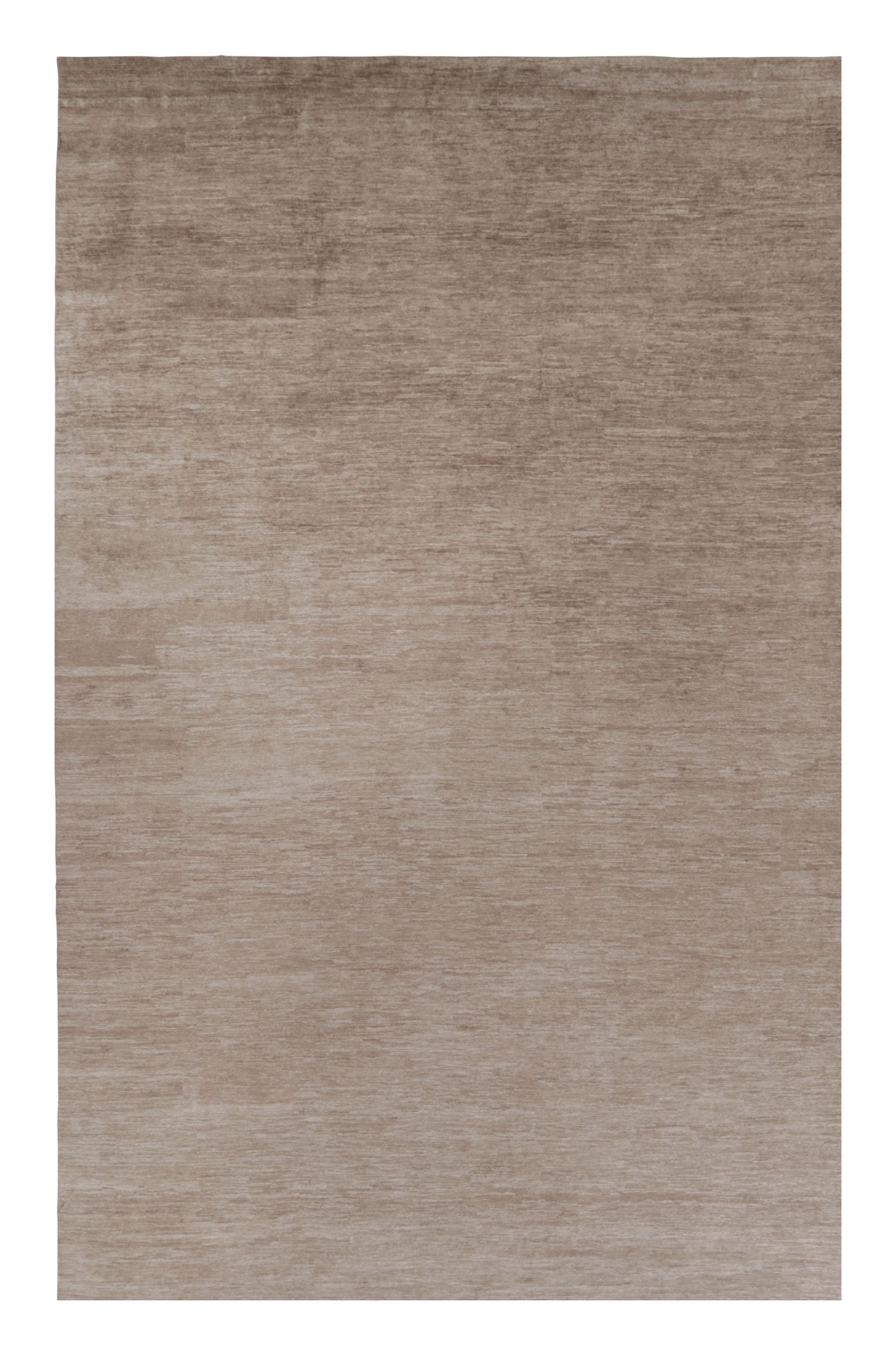 Rug & Kilim’s Oversized Modern Textural Rug in Brown, White and Beige Striae