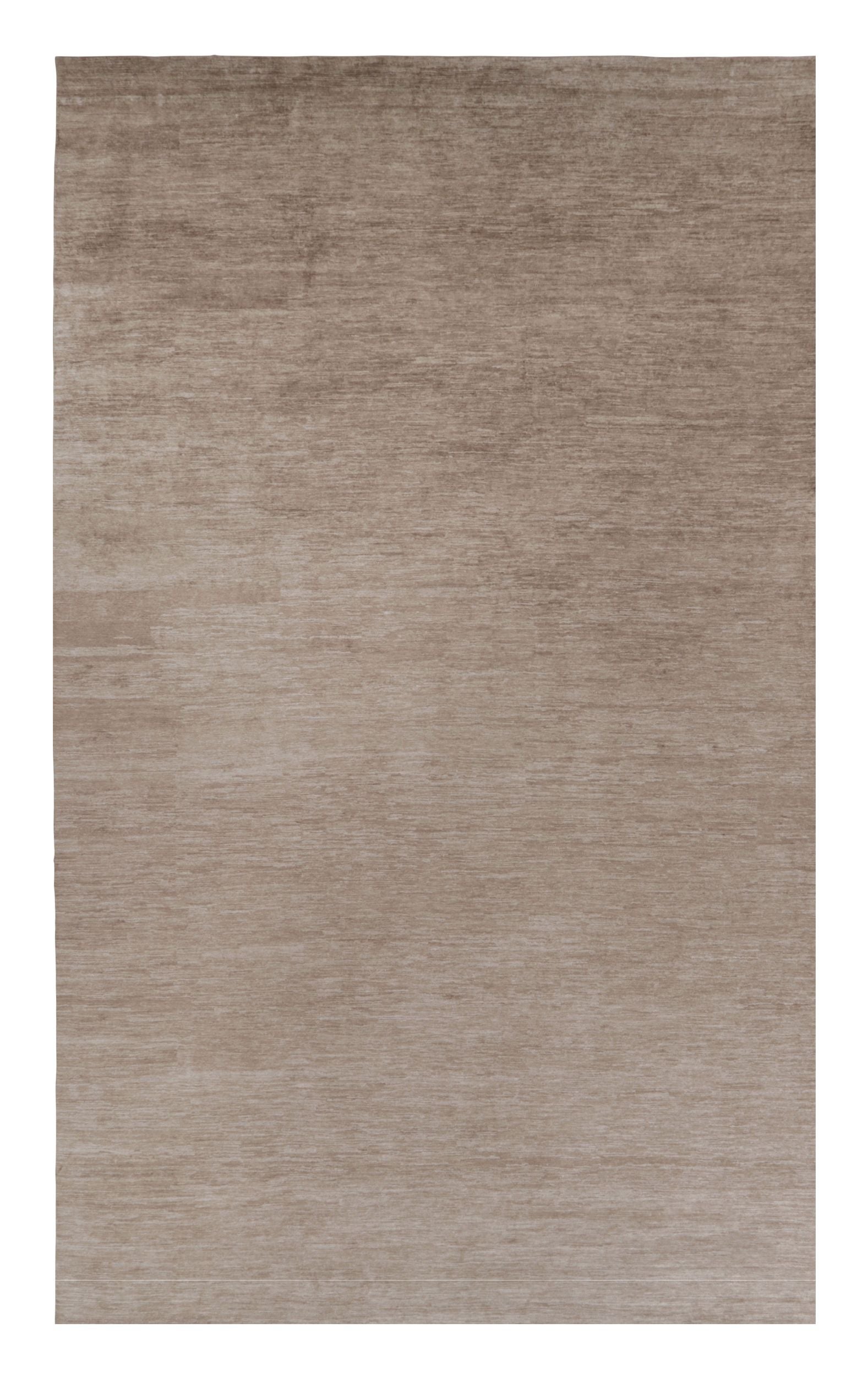 Rug & Kilim’s Oversized Modern Textural Rug in Brown, White and Beige Striae For Sale