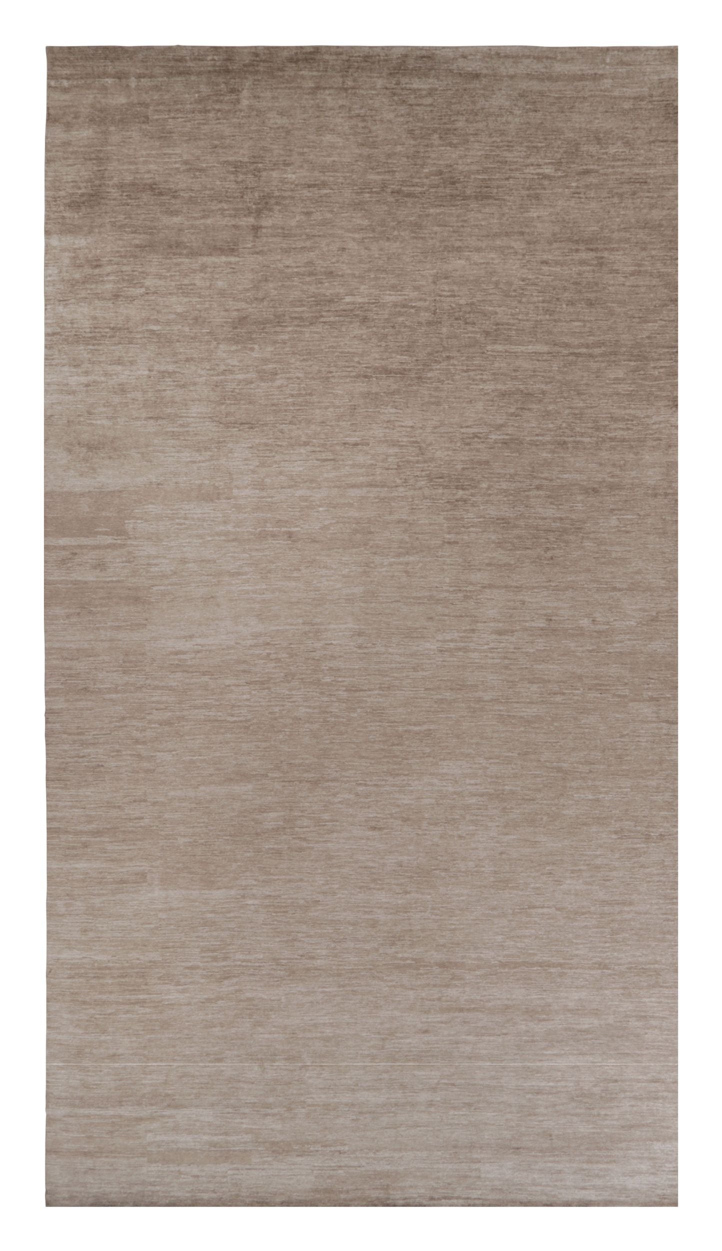 Rug & Kilim’s Oversized Modern Textural Rug in Brown, White and Beige Striae