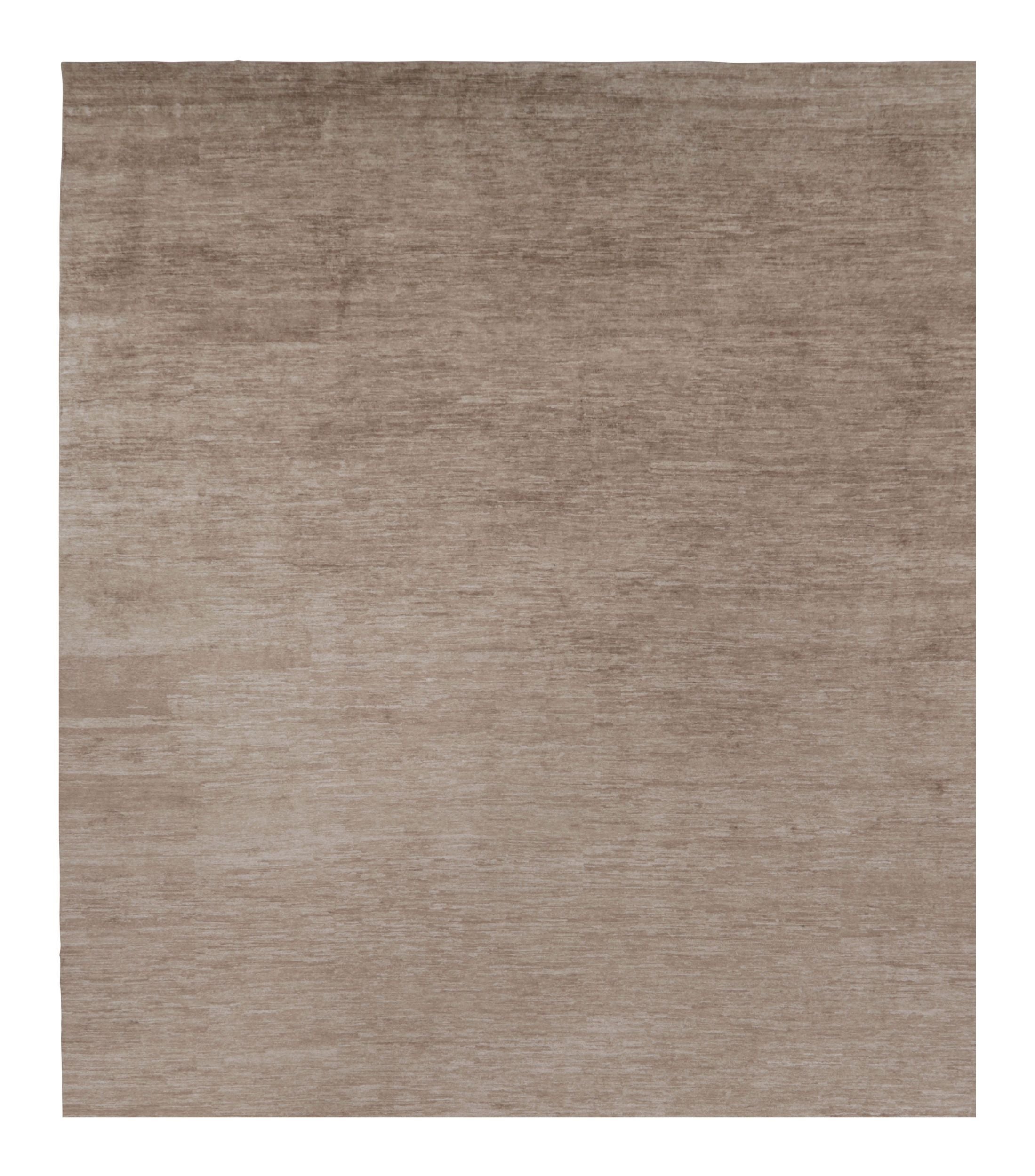 Rug & Kilim’s Oversized Modern Textural Rug in Brown, White and Beige Striae