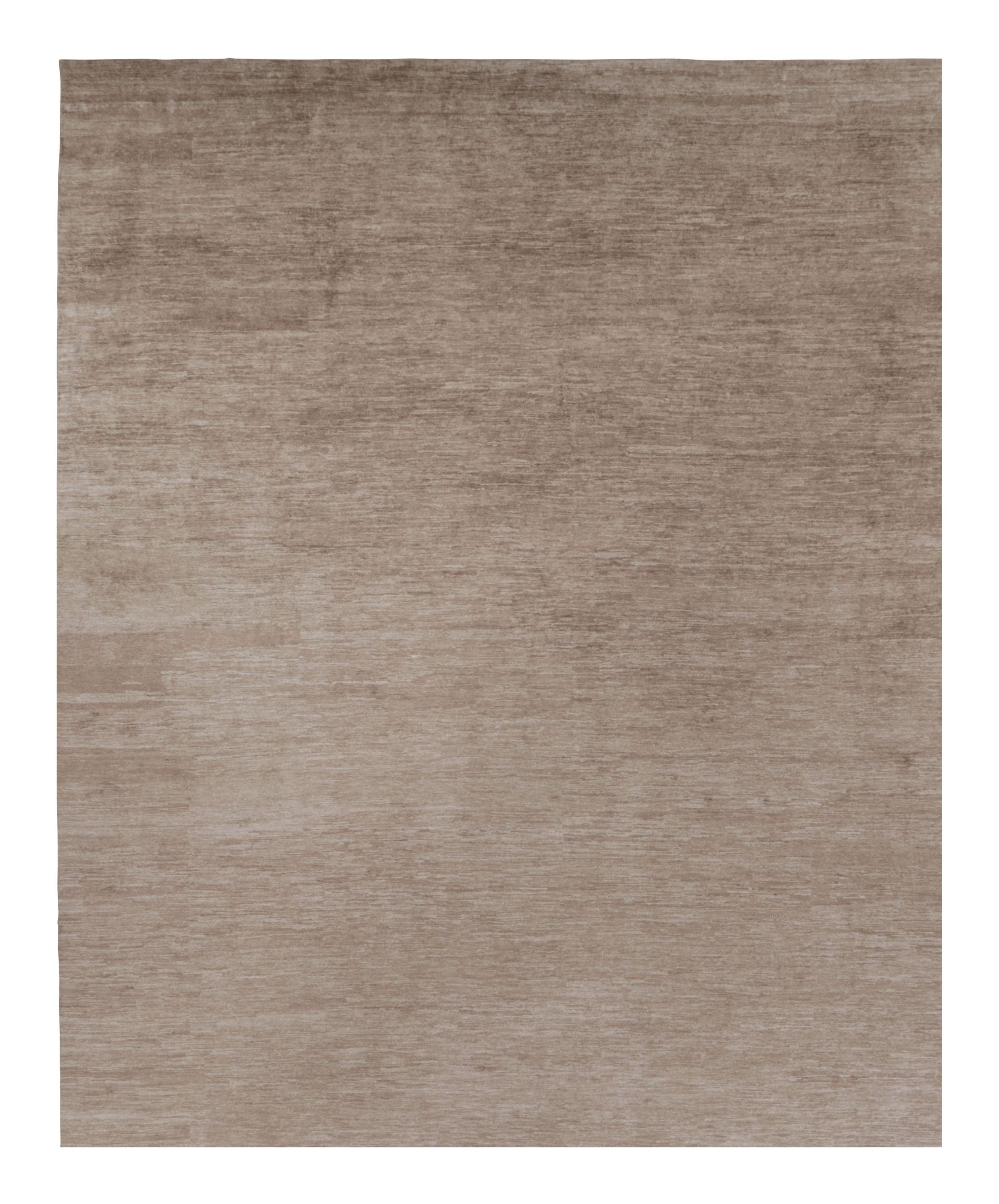 Rug & Kilim’s Oversized Modern Textural Rug in Brown, White and Beige Striae For Sale