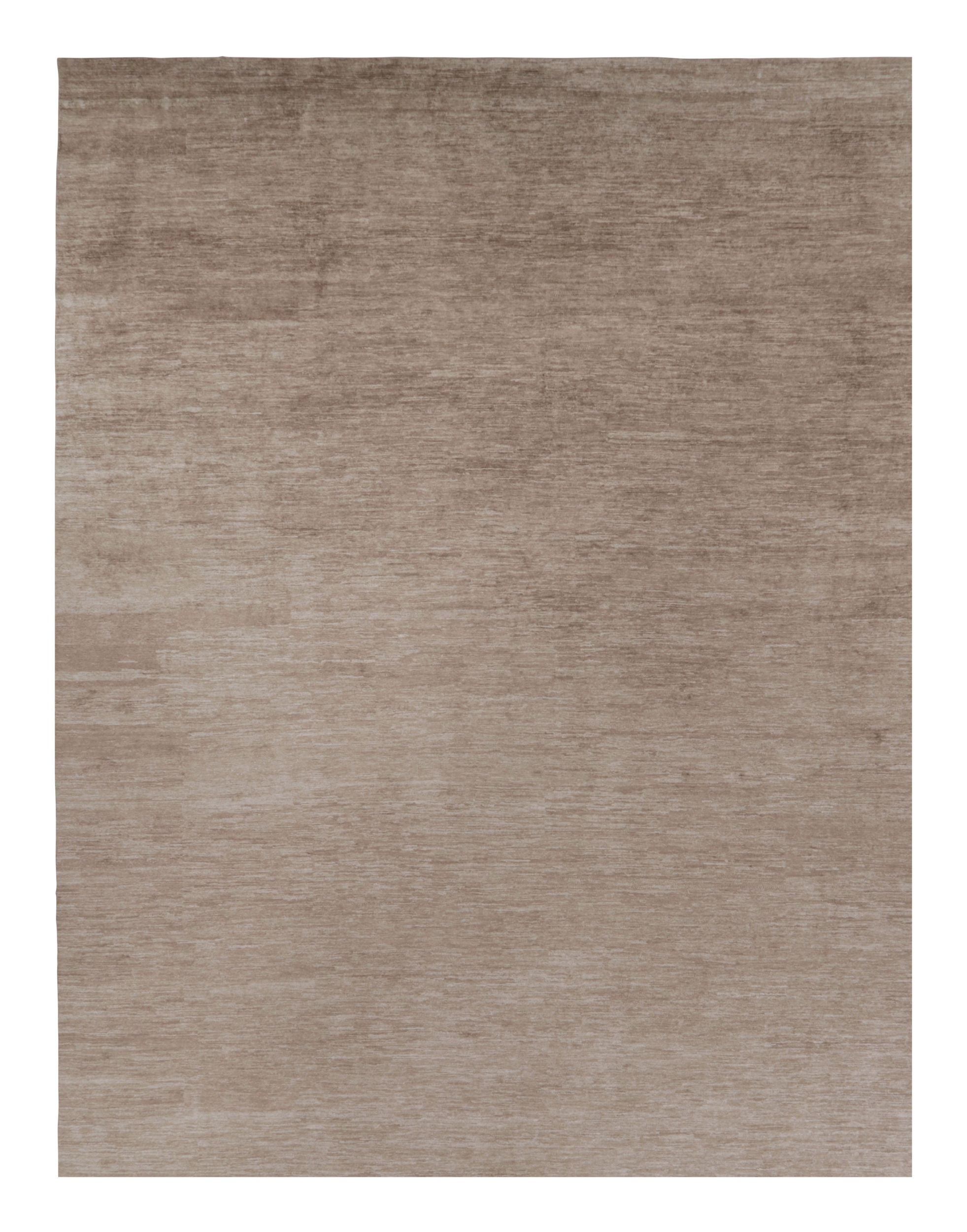 Rug & Kilim’s Oversized Modern Textural Rug in Brown, White and Beige Striae