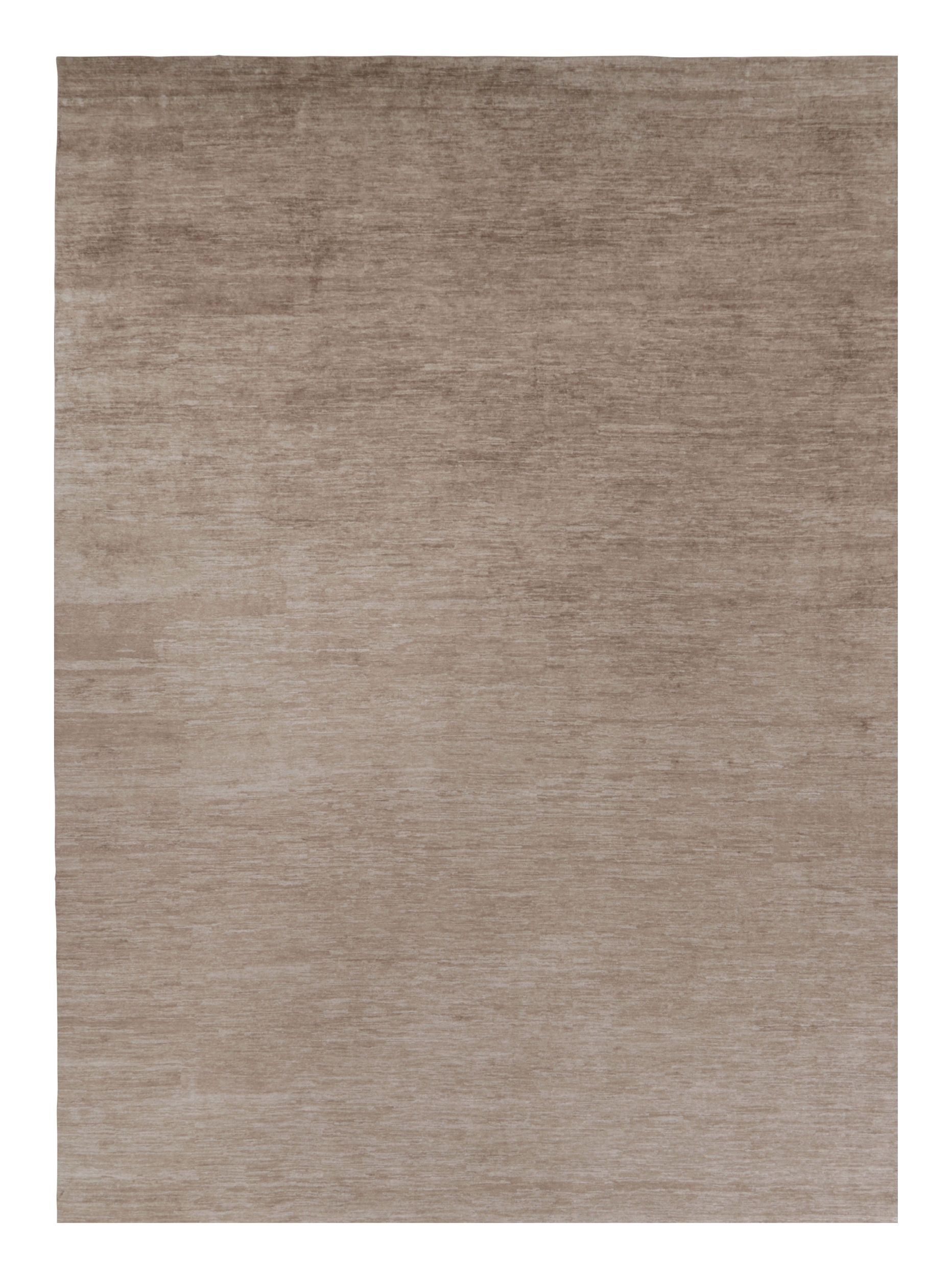 Rug & Kilim’s Oversized Modern Textural Rug in Brown, White and Beige Striae