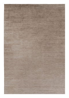 Rug & Kilim’s Oversized Modern Textural Rug in Brown, White and Beige Striae