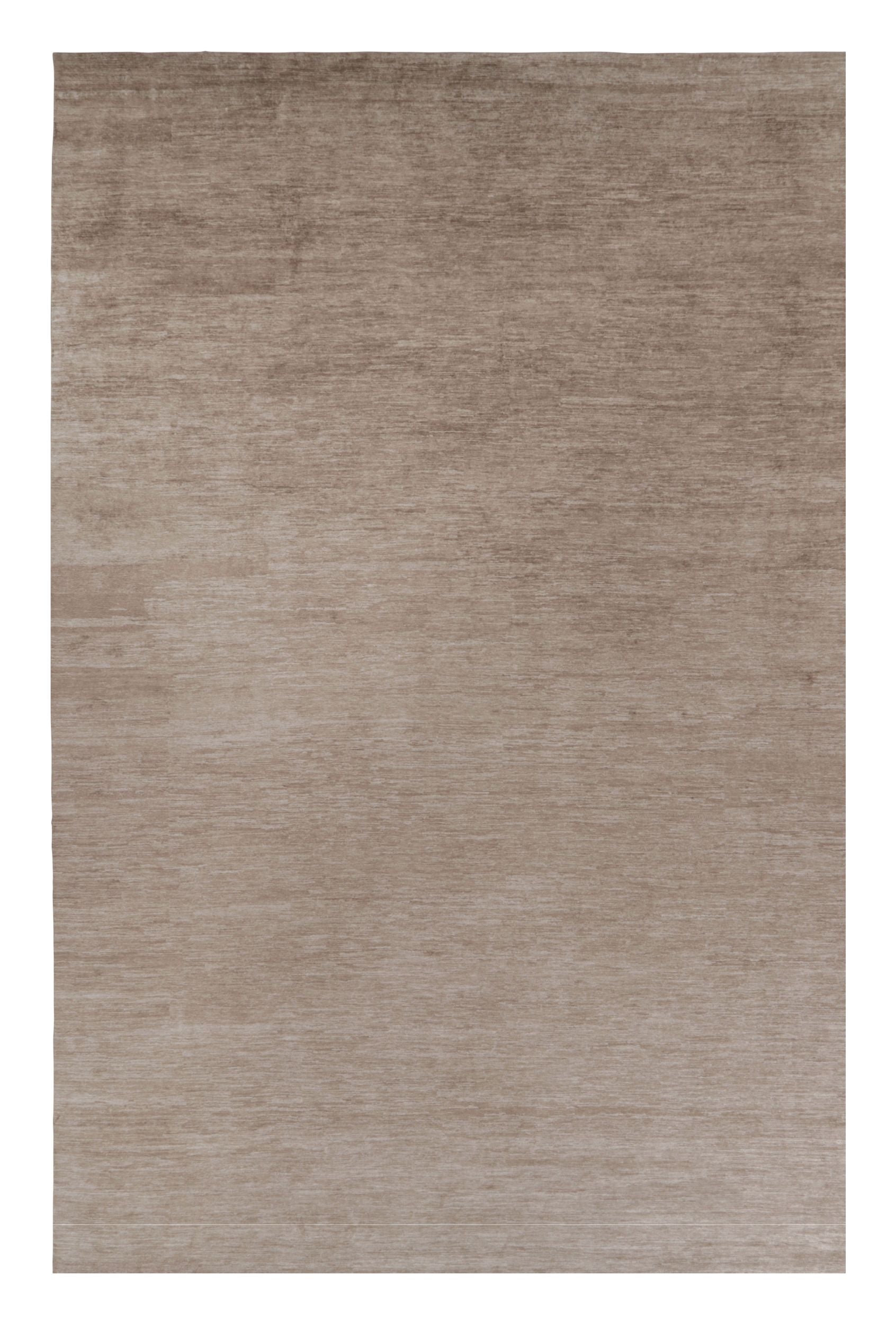 Rug & Kilim’s Oversized Modern Textural Rug in Brown, White and Beige Striae