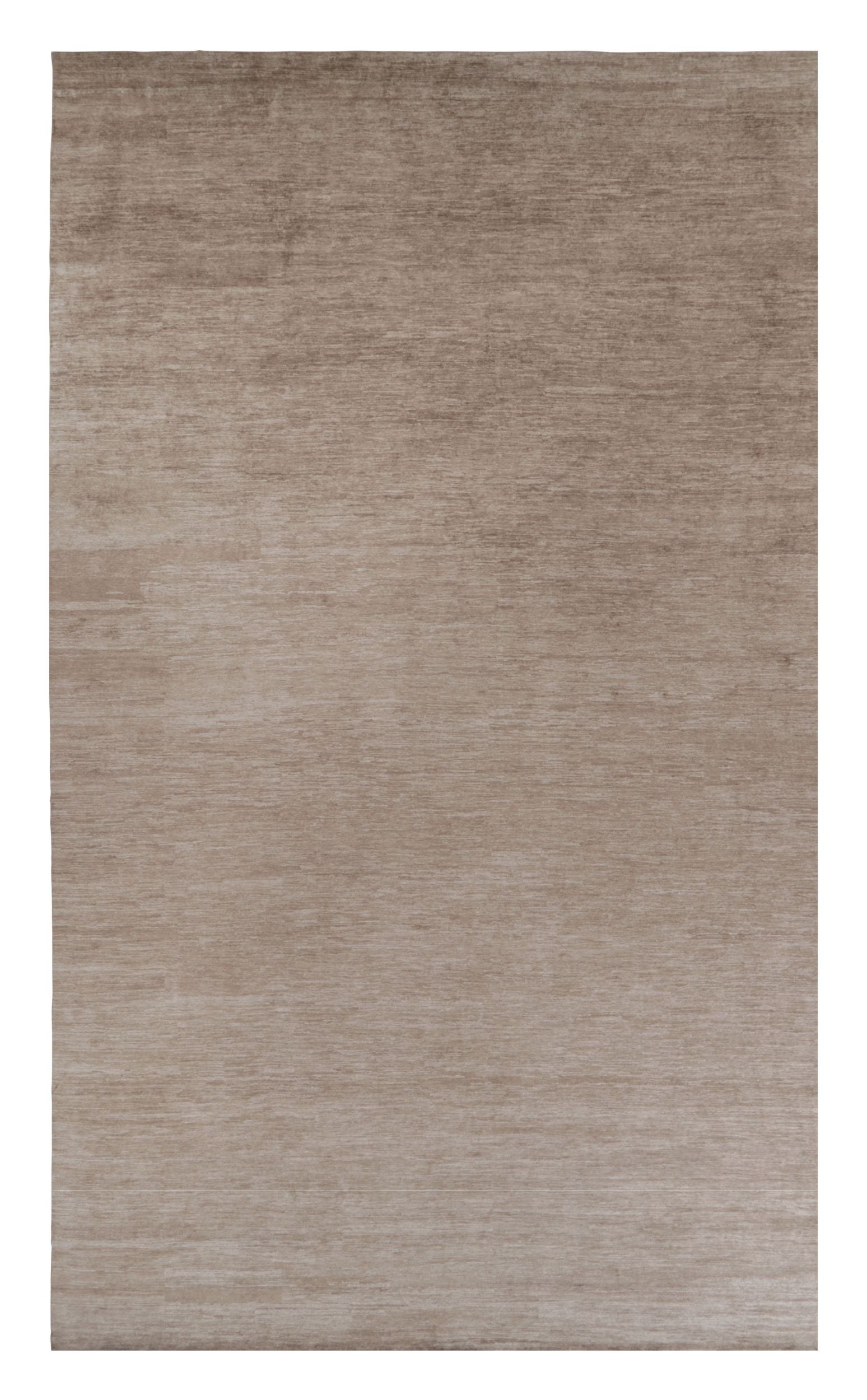 Rug & Kilim’s Oversized Modern Textural Rug in Brown, White and Beige Striae