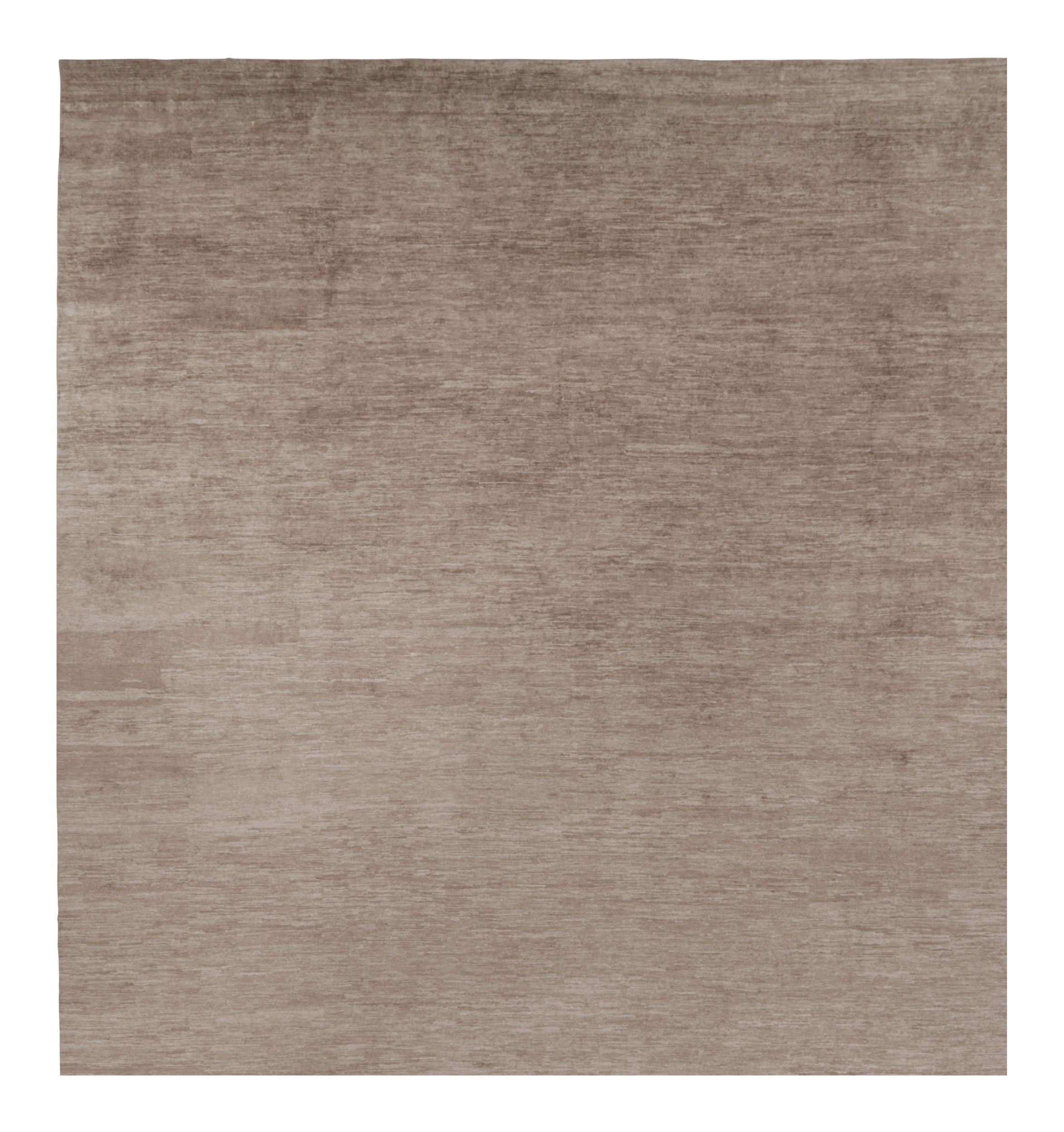 Rug & Kilim’s Oversized Modern Textural Rug in Brown, White and Beige Striae