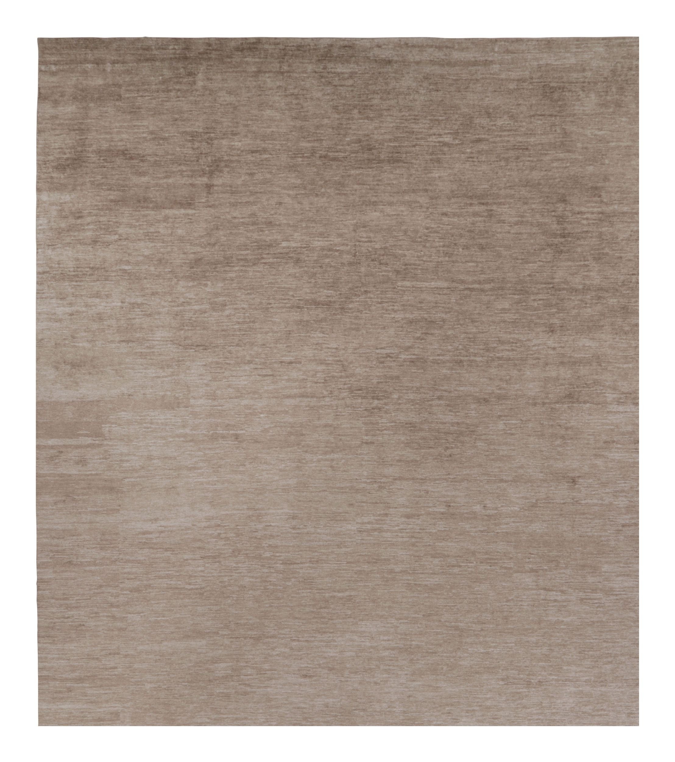 Rug & Kilim’s Oversized Modern Textural Rug in Brown, White and Beige Striae For Sale