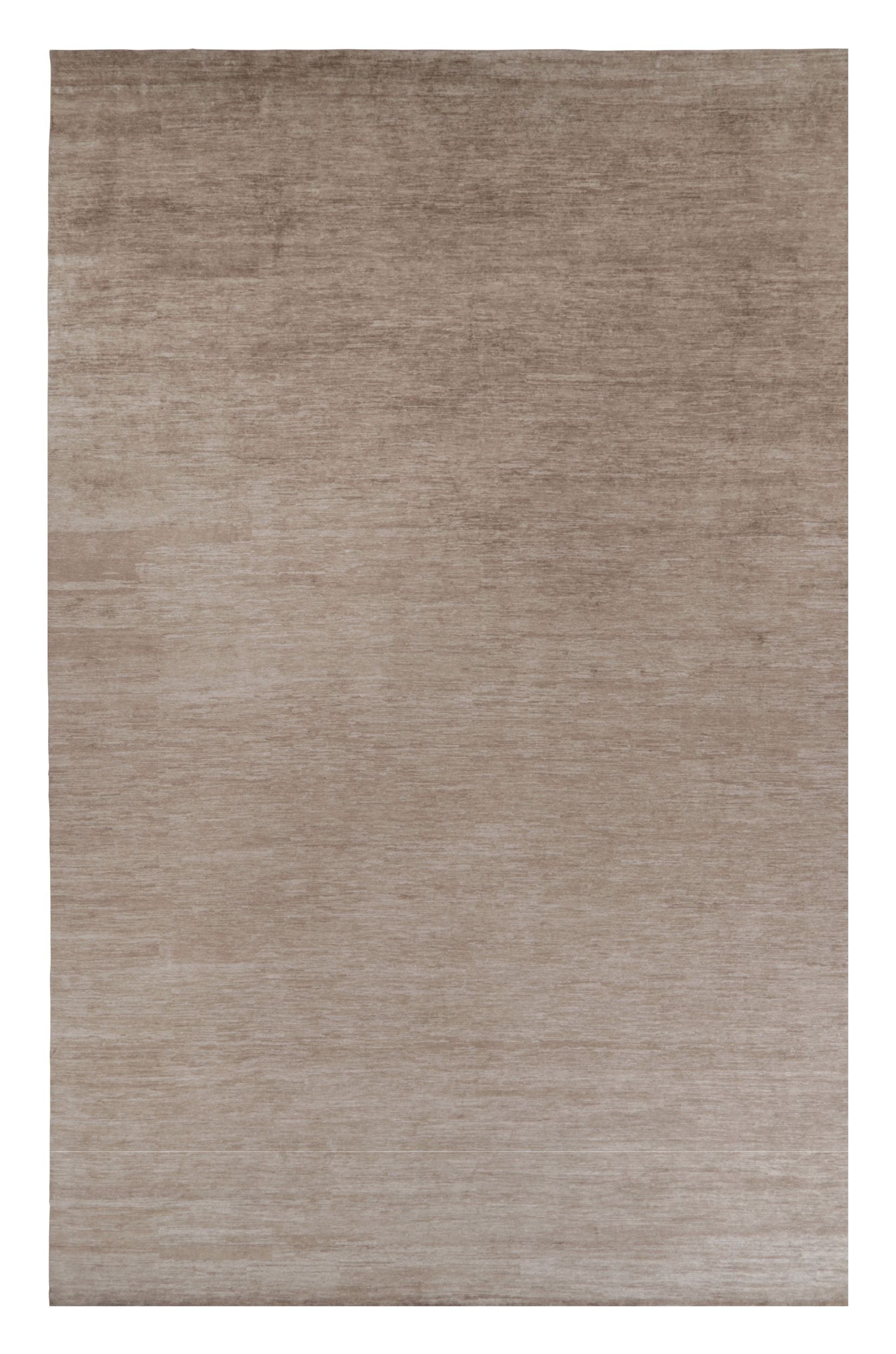 Rug & Kilim’s Oversized Modern Textural Rug in Brown, White and Beige Striae