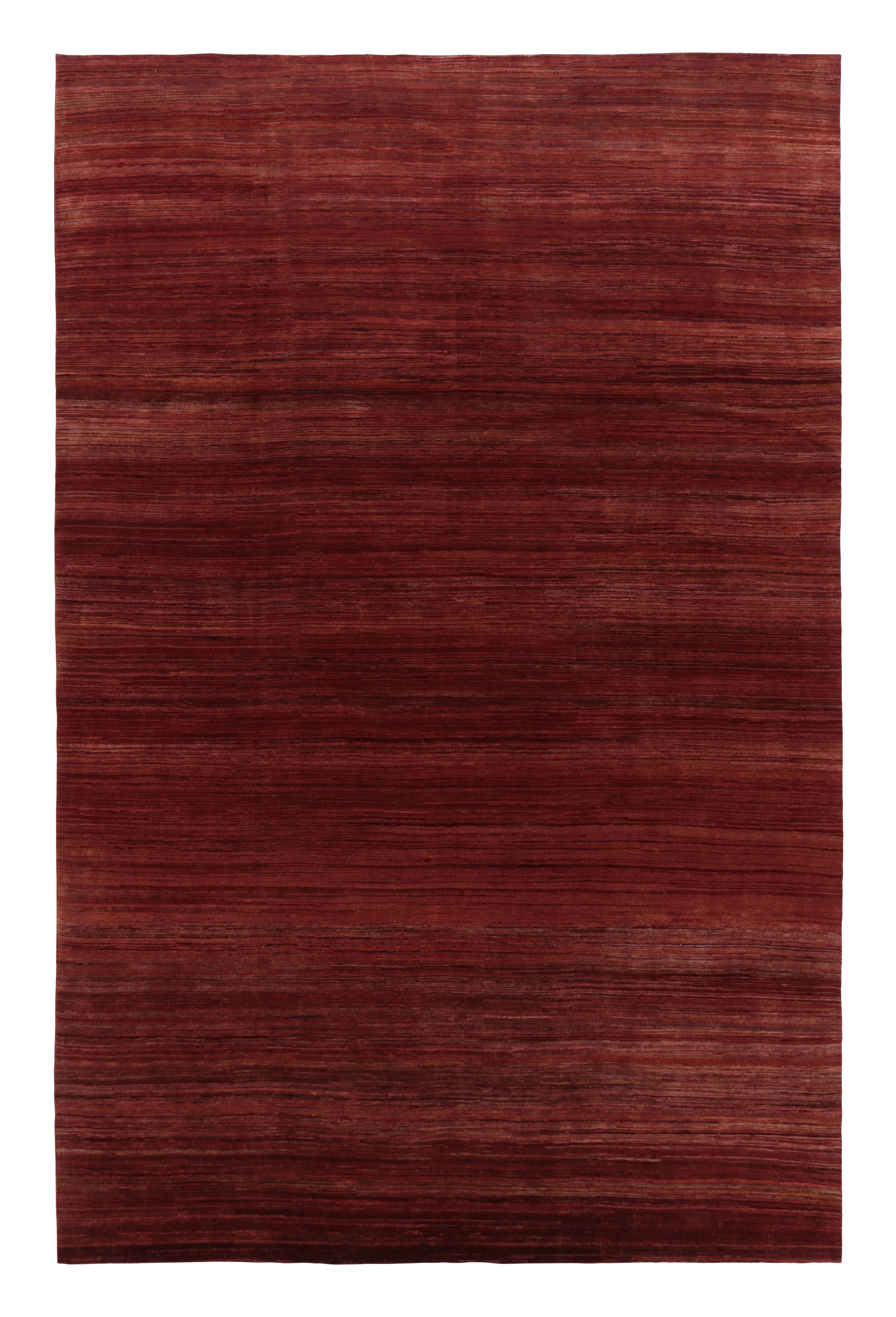 Rug 
Kilim’s Oversized Modern Textural Rug, Rich Red Tone-on-Tone Striae