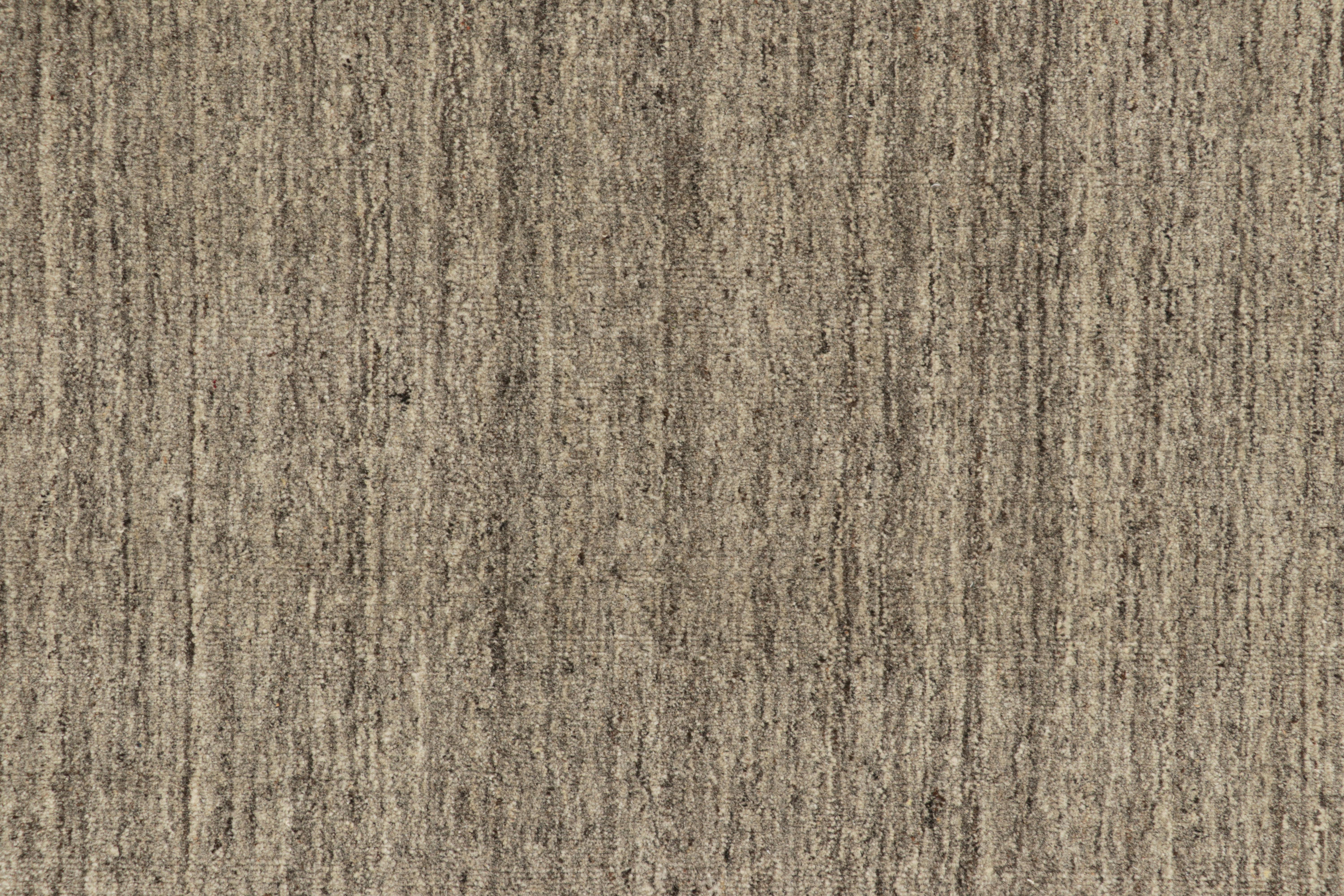 Indian Rug & Kilim’s Oversized Modern Textural Rug with Beige and Gray Striae For Sale