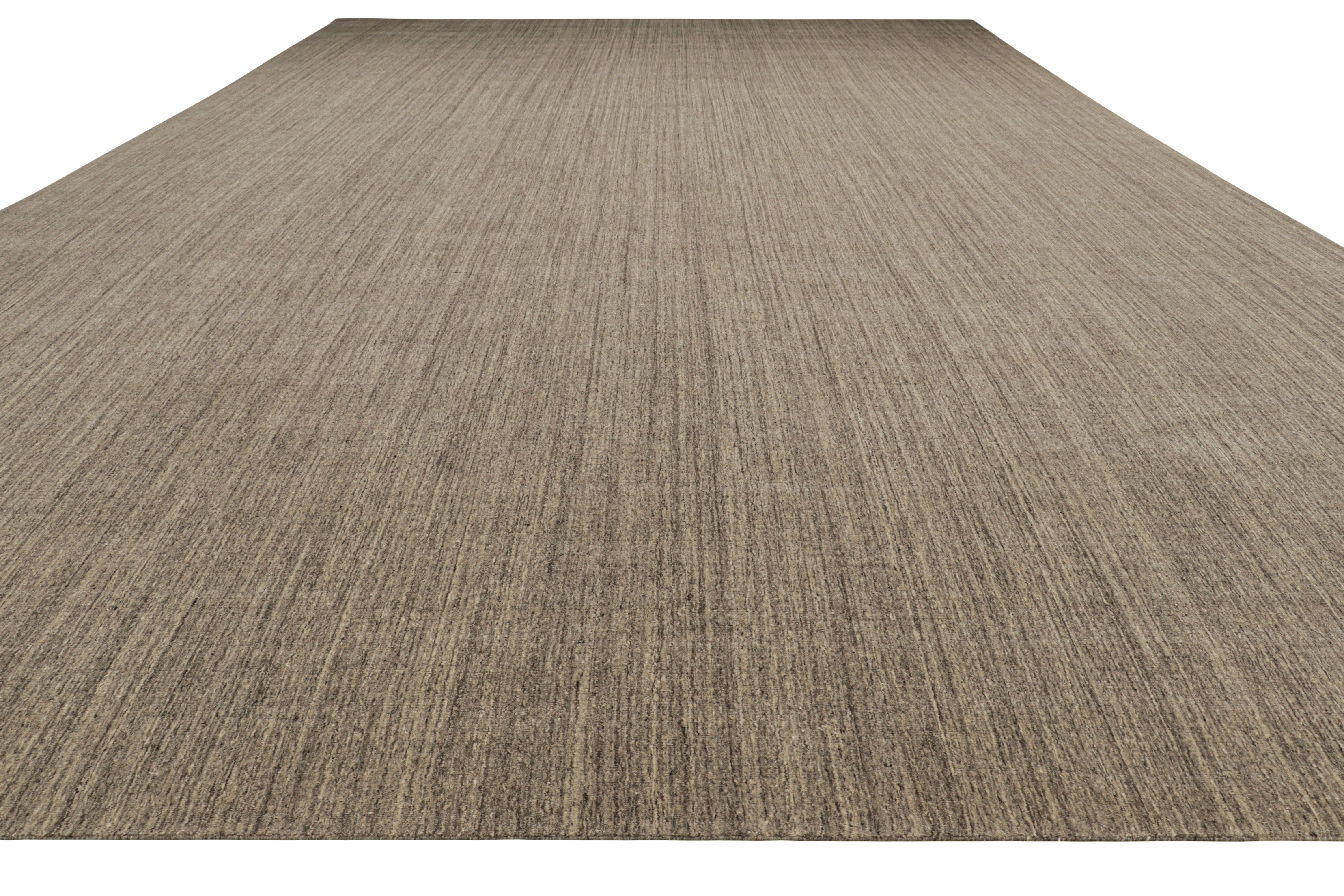 Rug & Kilim’s Oversized Modern Textural Rug with Beige and Gray Striae In New Condition For Sale In Long Island City, NY