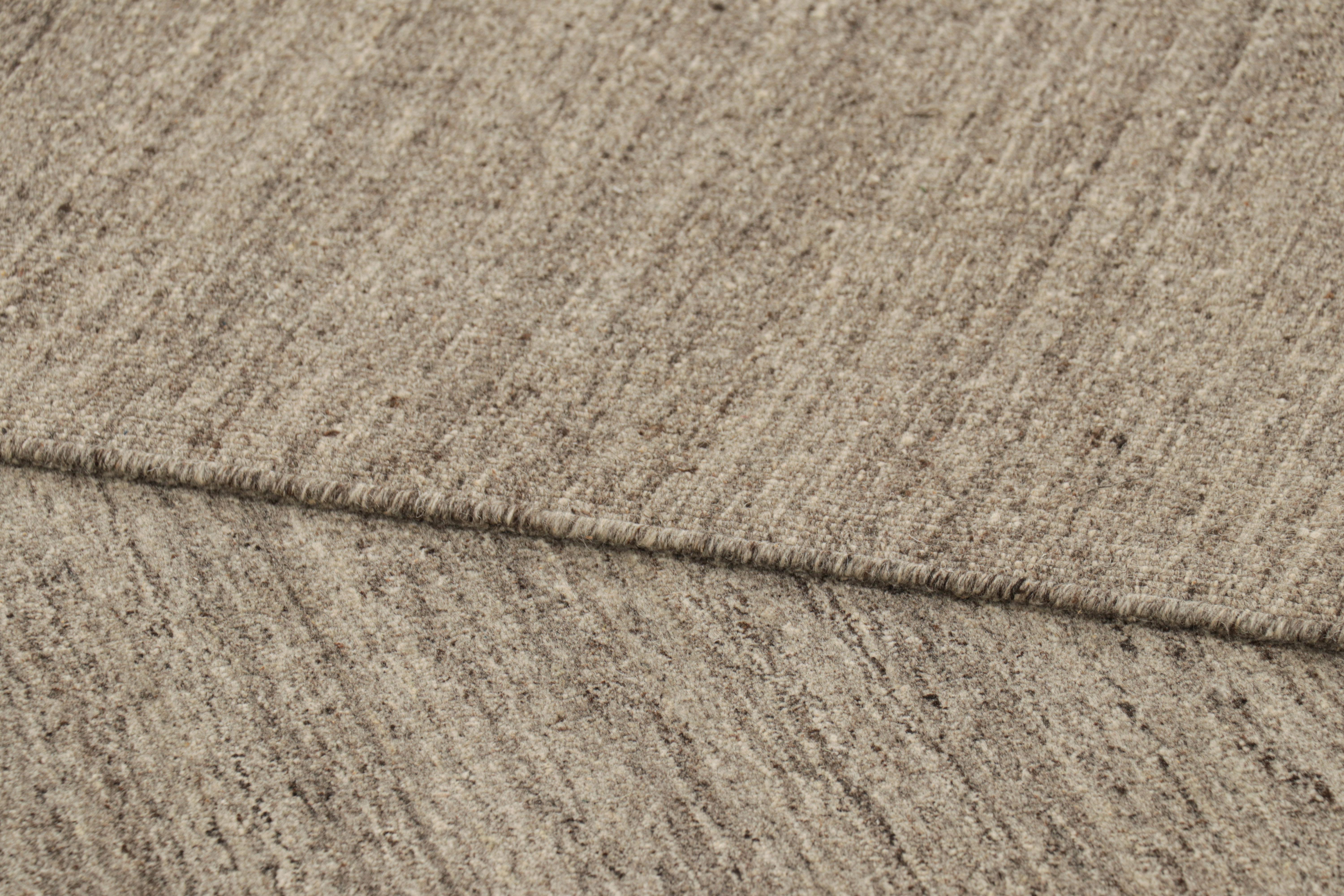 Wool Rug & Kilim’s Oversized Modern Textural Rug with Beige and Gray Striae For Sale