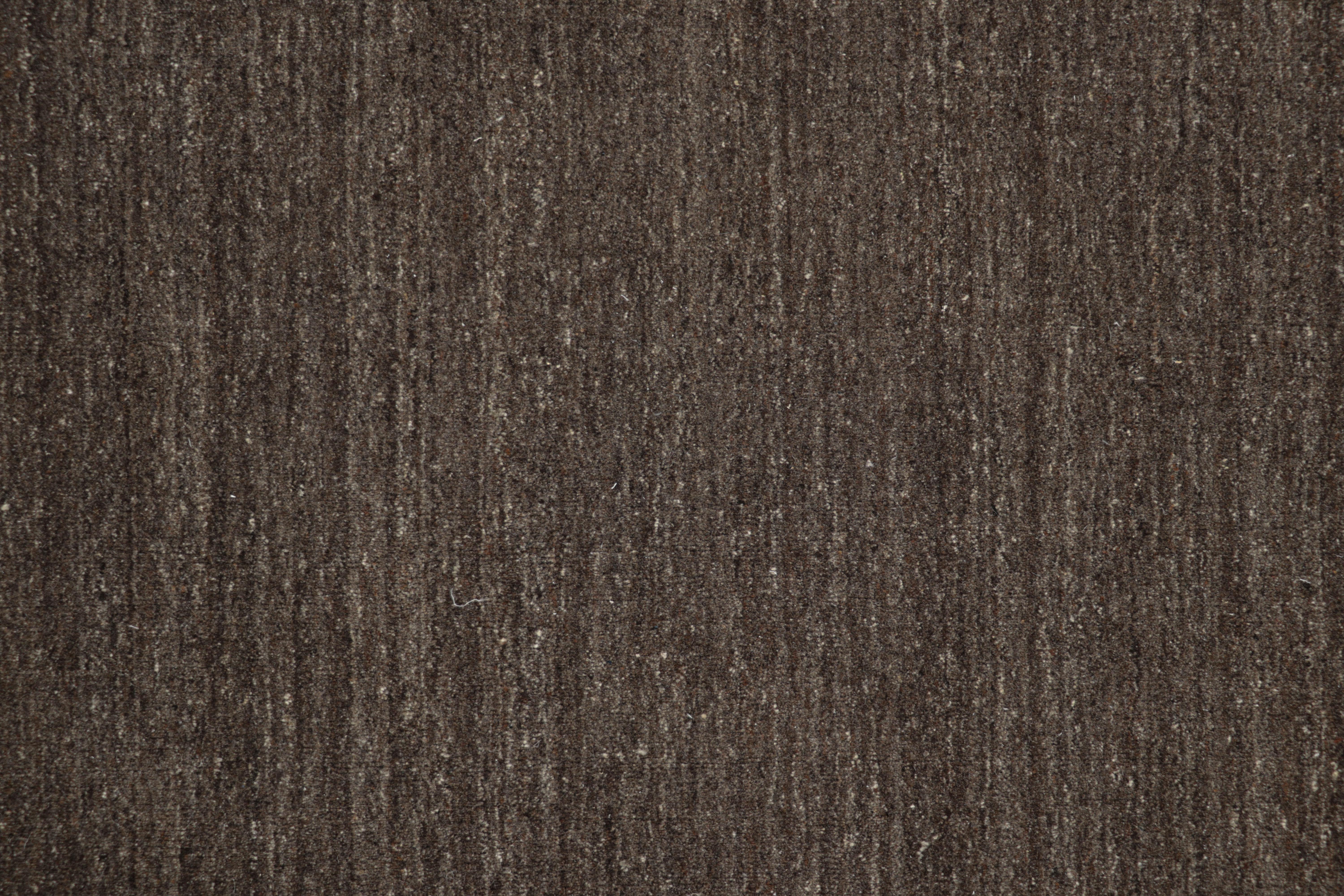 Indian Rug & Kilim’s Oversized Modern Textural Solid Rug in Brown Tones and Striae For Sale