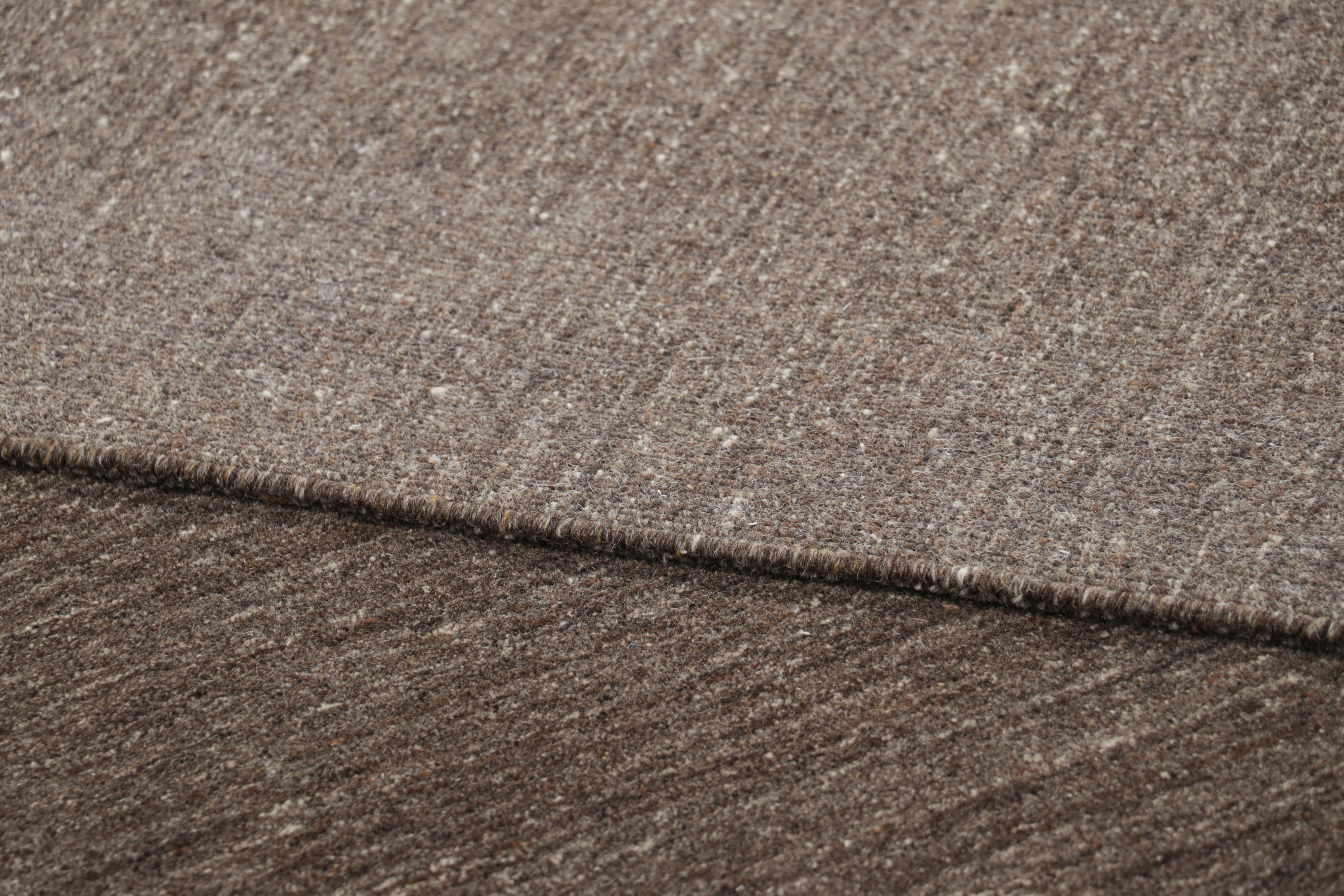 Contemporary Rug & Kilim’s Oversized Modern Textural Solid Rug in Brown Tones and Striae For Sale