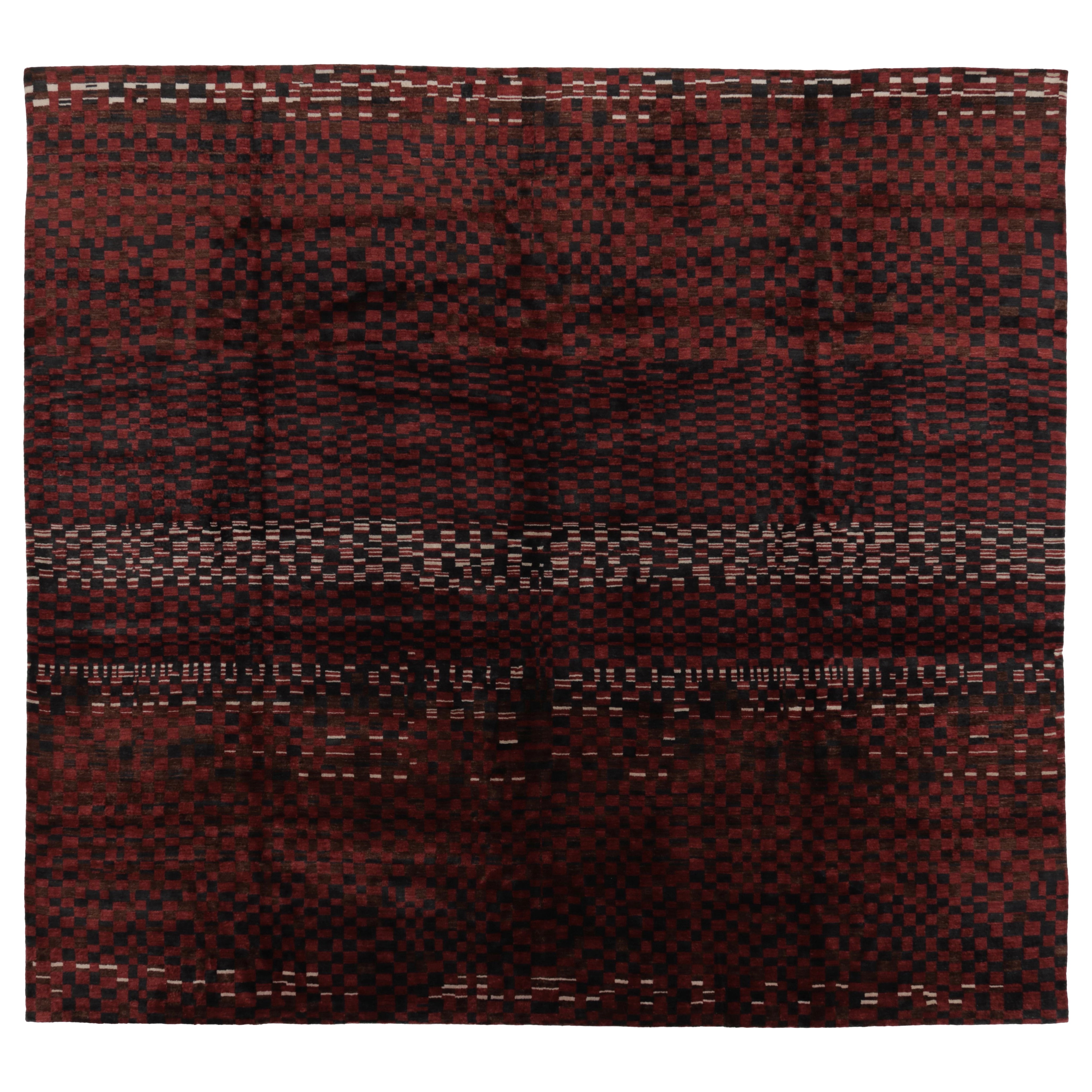 Alfombra sobredimensionada de inspiración marroquí Rug 
Kilim, atrevida geometría roja y negra en venta