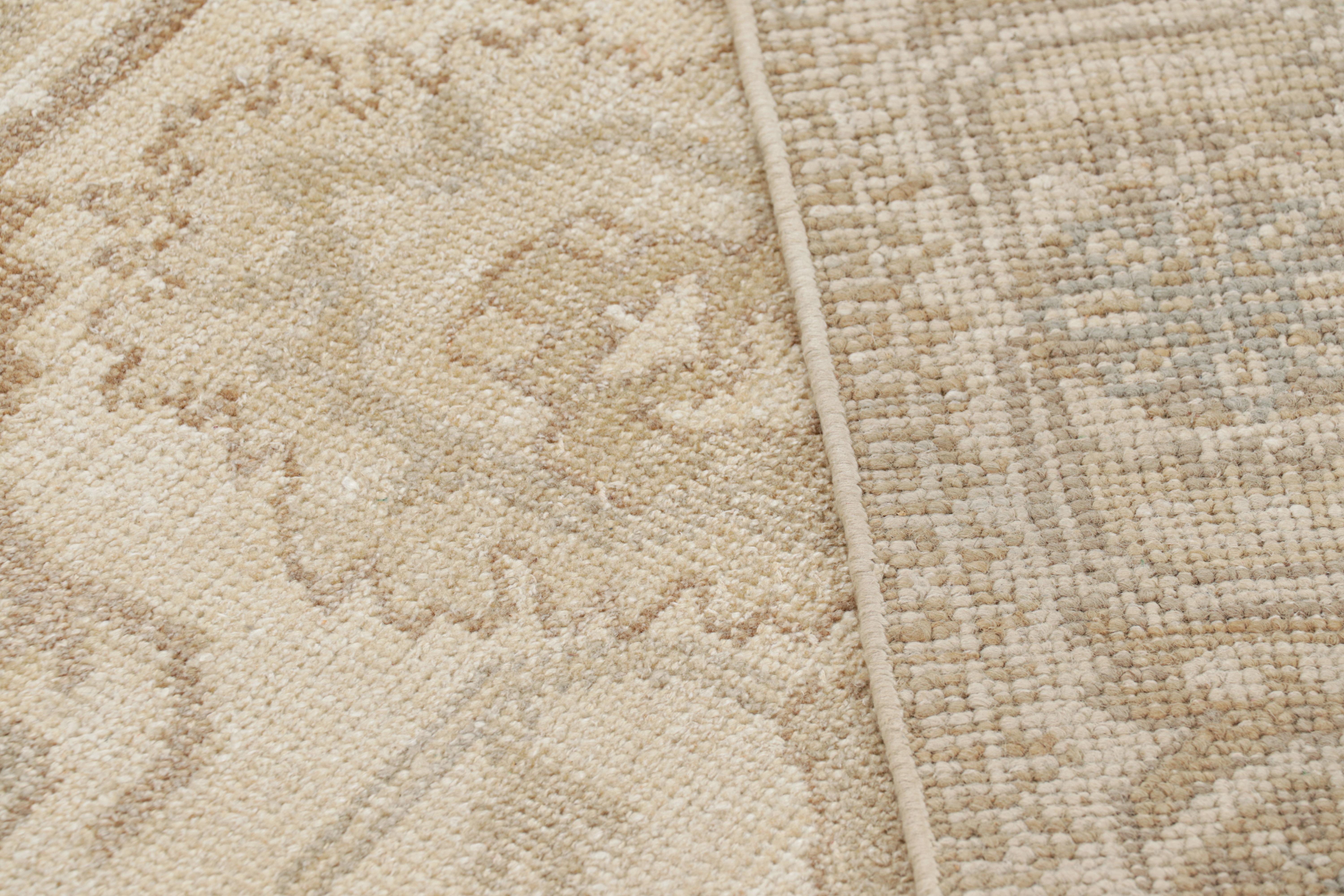Wool Rug & Kilim’s Oversized Oushak Style Rug in Beige, Cream and Blue Floral Pattern For Sale