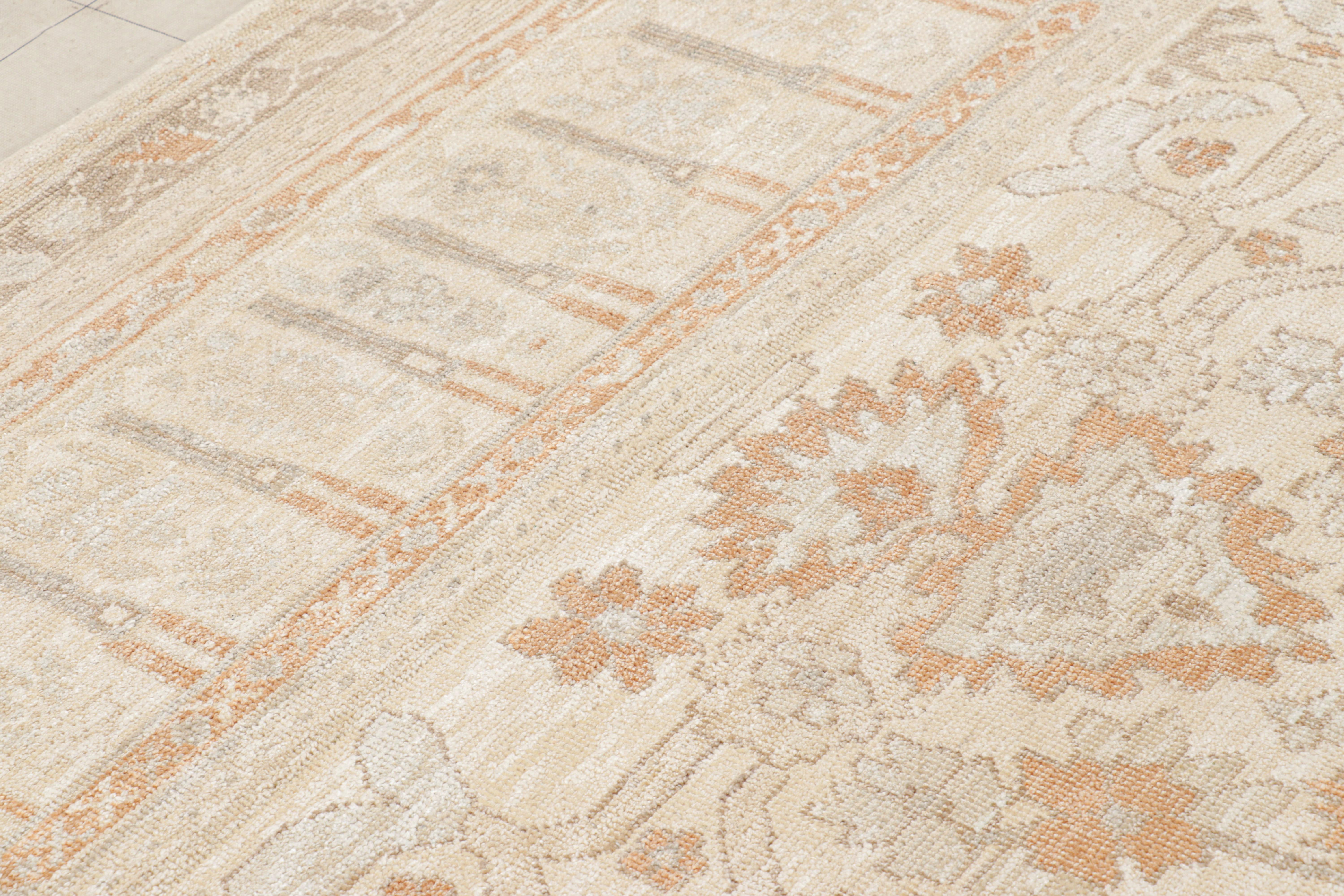 Rug & Kilim’s Oversized Oushak Style Rug in Beige Rust and Cream Floral Patterns In New Condition For Sale In Long Island City, NY