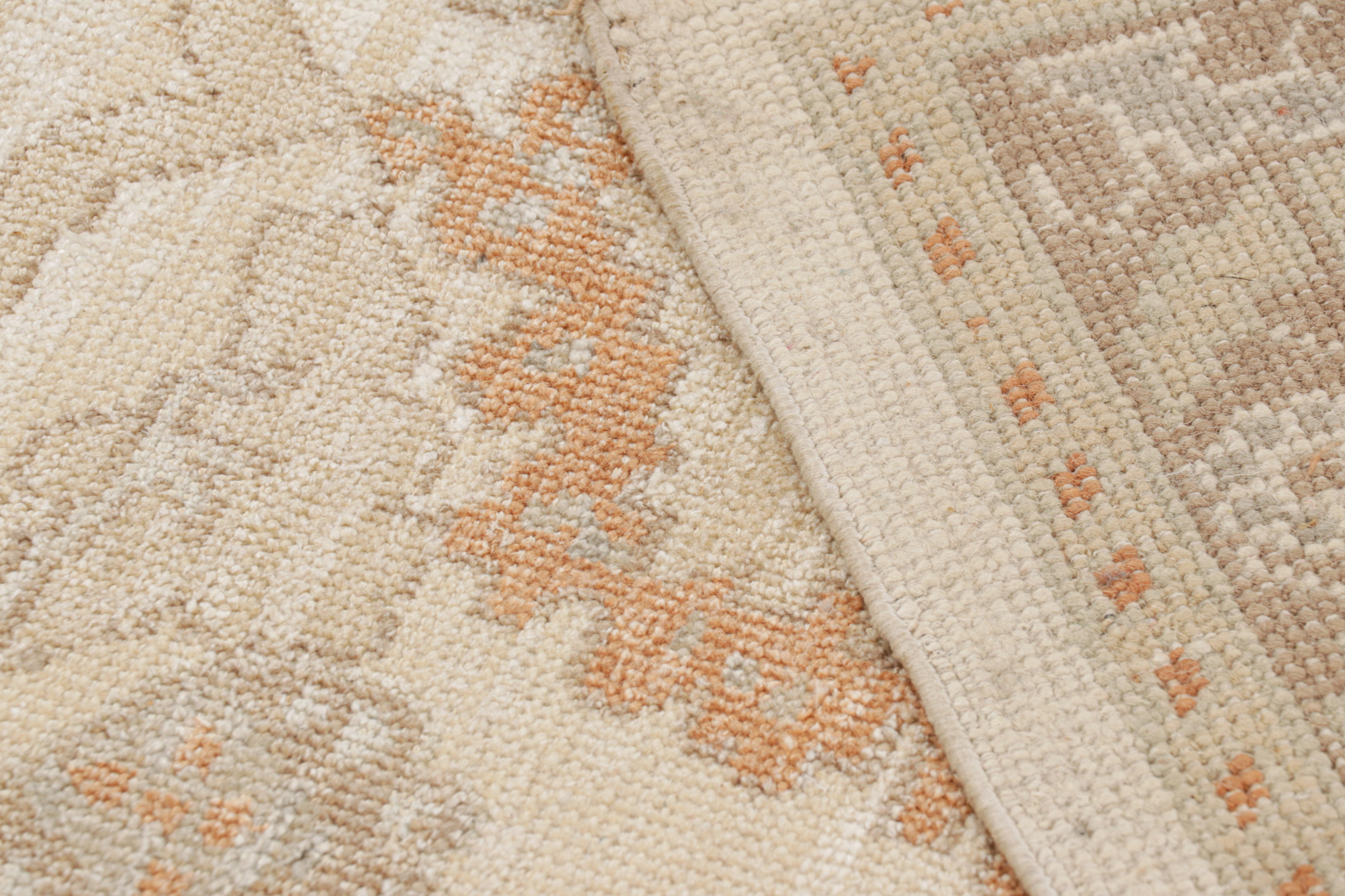 Wool Rug & Kilim’s Oversized Oushak Style Rug in Beige Rust and Cream Floral Patterns For Sale