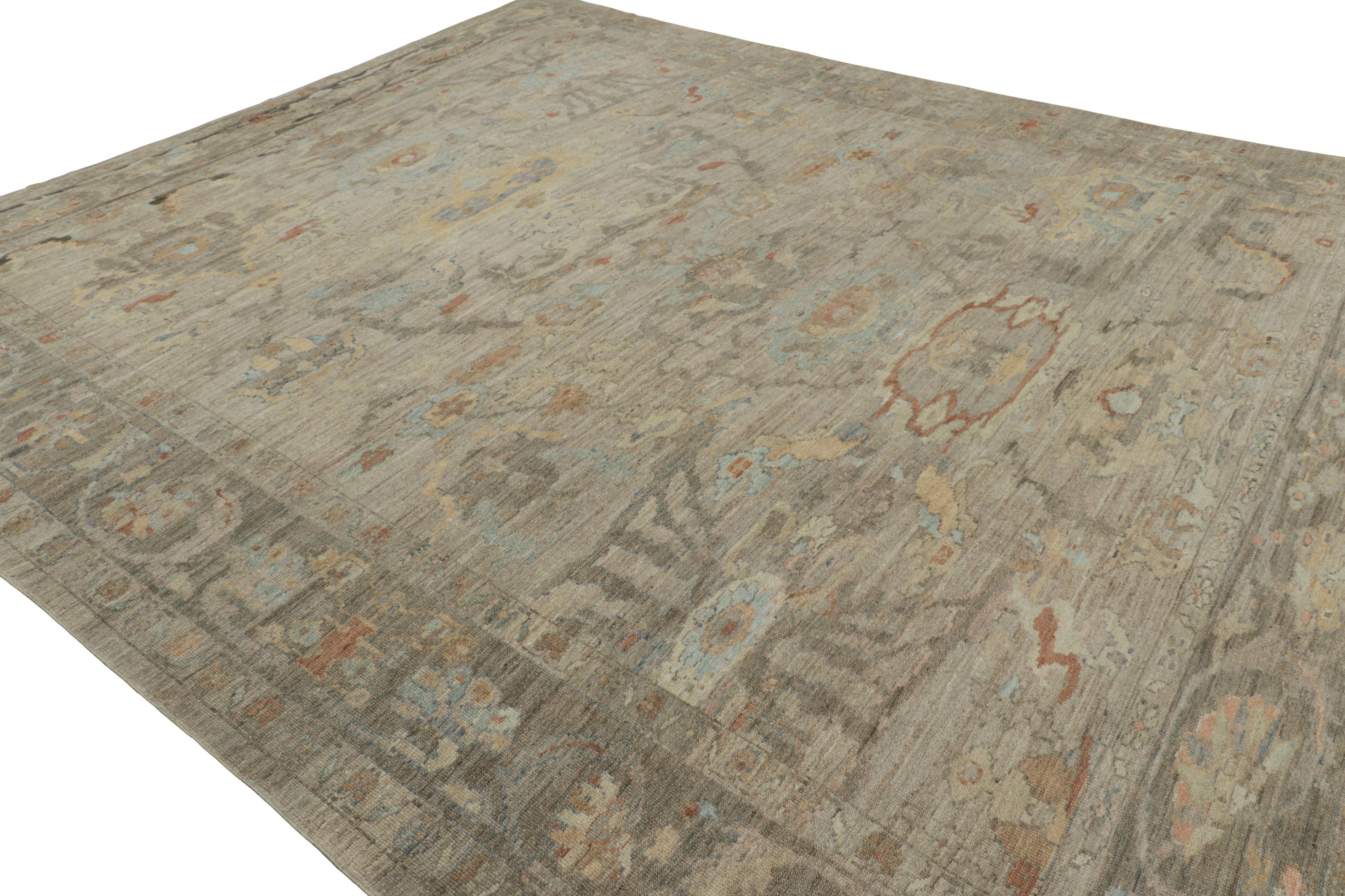 Rug & Kilim's übergroßer Oushak-Teppich in Blau und Beige-Braun mit Blumenmuster im Zustand „Neu“ im Angebot in Long Island City, NY