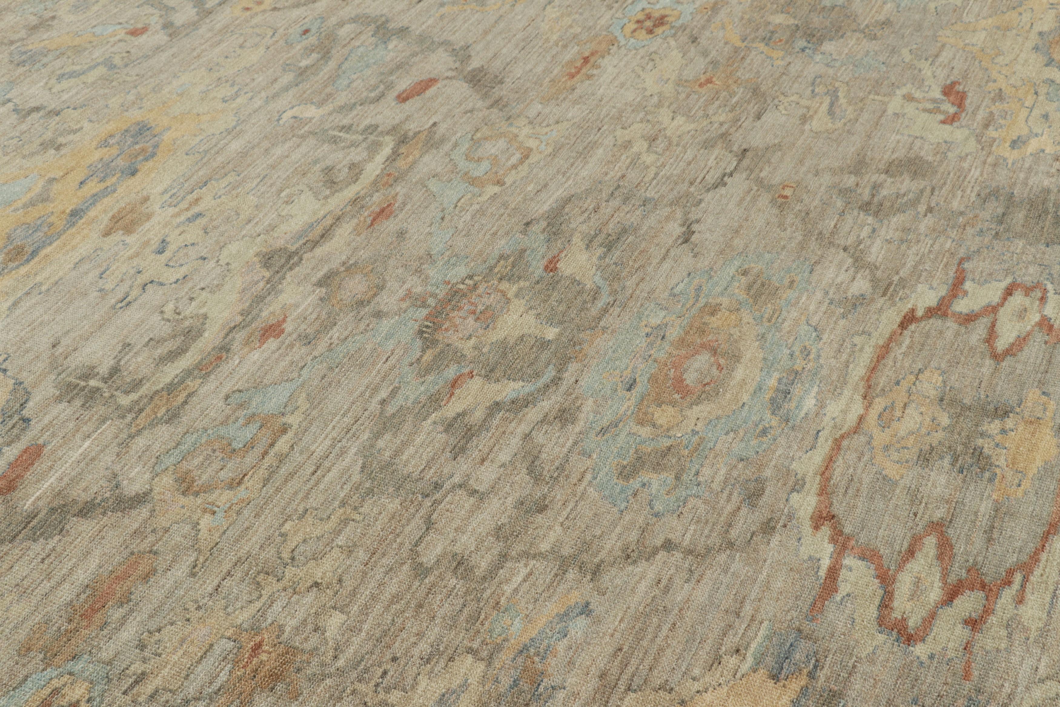 Rug & Kilim's übergroßer Oushak-Teppich in Blau und Beige-Braun mit Blumenmuster (21. Jahrhundert und zeitgenössisch) im Angebot