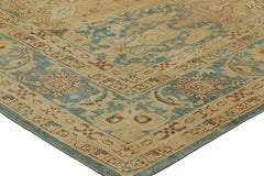 Rug & Kilim’s Oversized Oushak Style Rug in Brown & Blue with Geometric Patterns