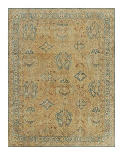 Rug & Kilim’s Oversized Oushak Style Rug in Brown & Blue with Geometric Patterns