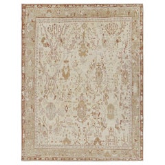 Rug & Kilim’s Oversized Oushak Style Rug in Cream White with Floral Patterns