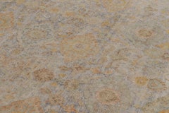 Rug & Kilim’s Oversized Oushak Style Rug in Gold and Beige-Brown with Florals