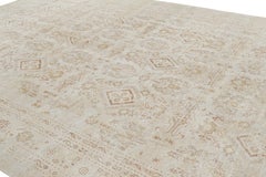 Rug & Kilim’s Oversized Oushak Style Rug with Cream and Beige Floral Patterns
