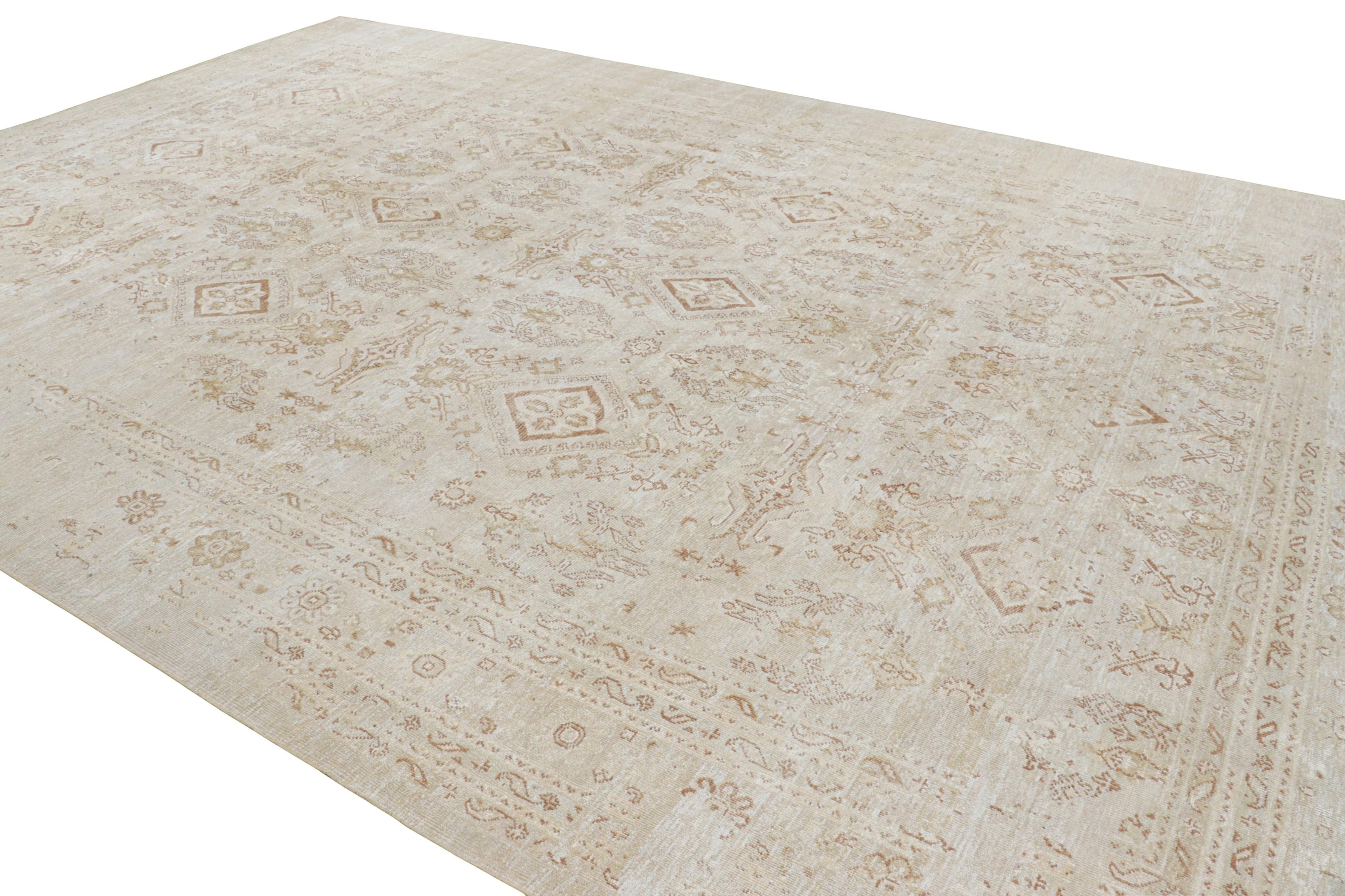 Rug & Kilim’s Oversized Oushak Style Rug with Cream and Beige Floral Patterns In New Condition For Sale In Long Island City, NY