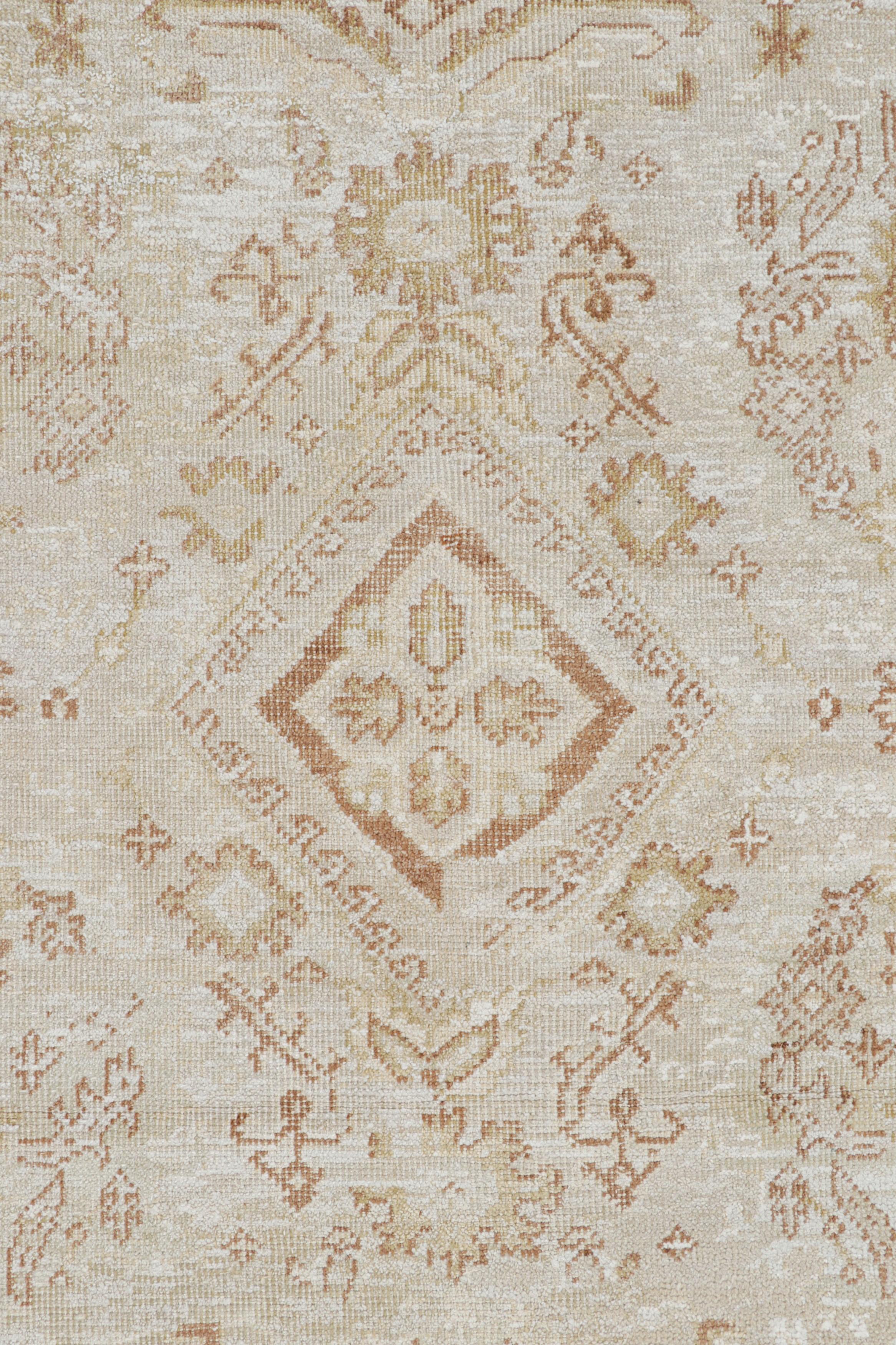 Contemporary Rug & Kilim’s Oversized Oushak Style Rug with Cream and Beige Floral Patterns For Sale