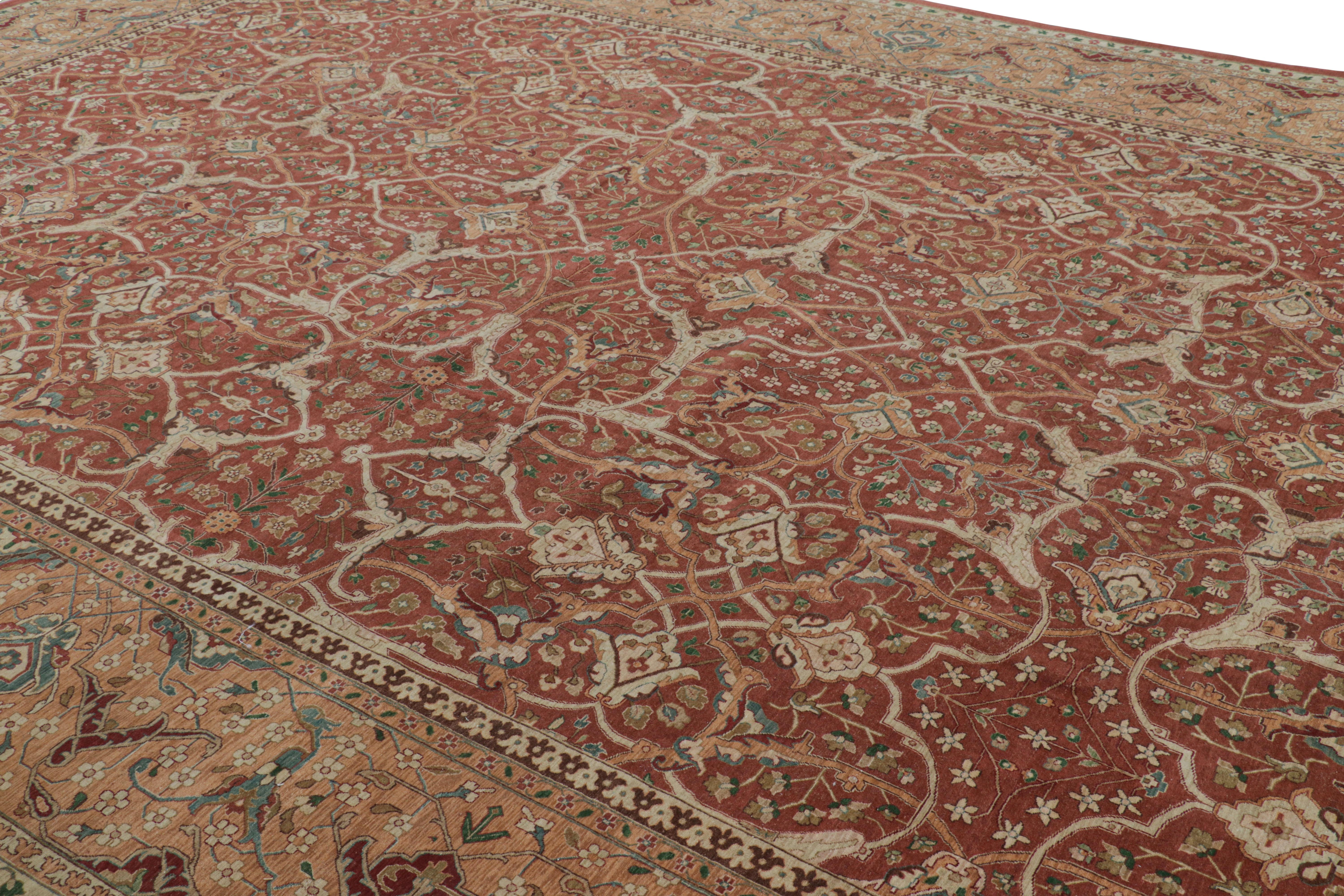 Noué à la main en laine, ce tapis moderne 12x17 originaire d'Inde et présentant des motifs floraux dans le style all over, s'inspire des tapis persans anciens et vintage de provenance Tabriz. 

Sur le Design : 

Une idée fondamentale que notre