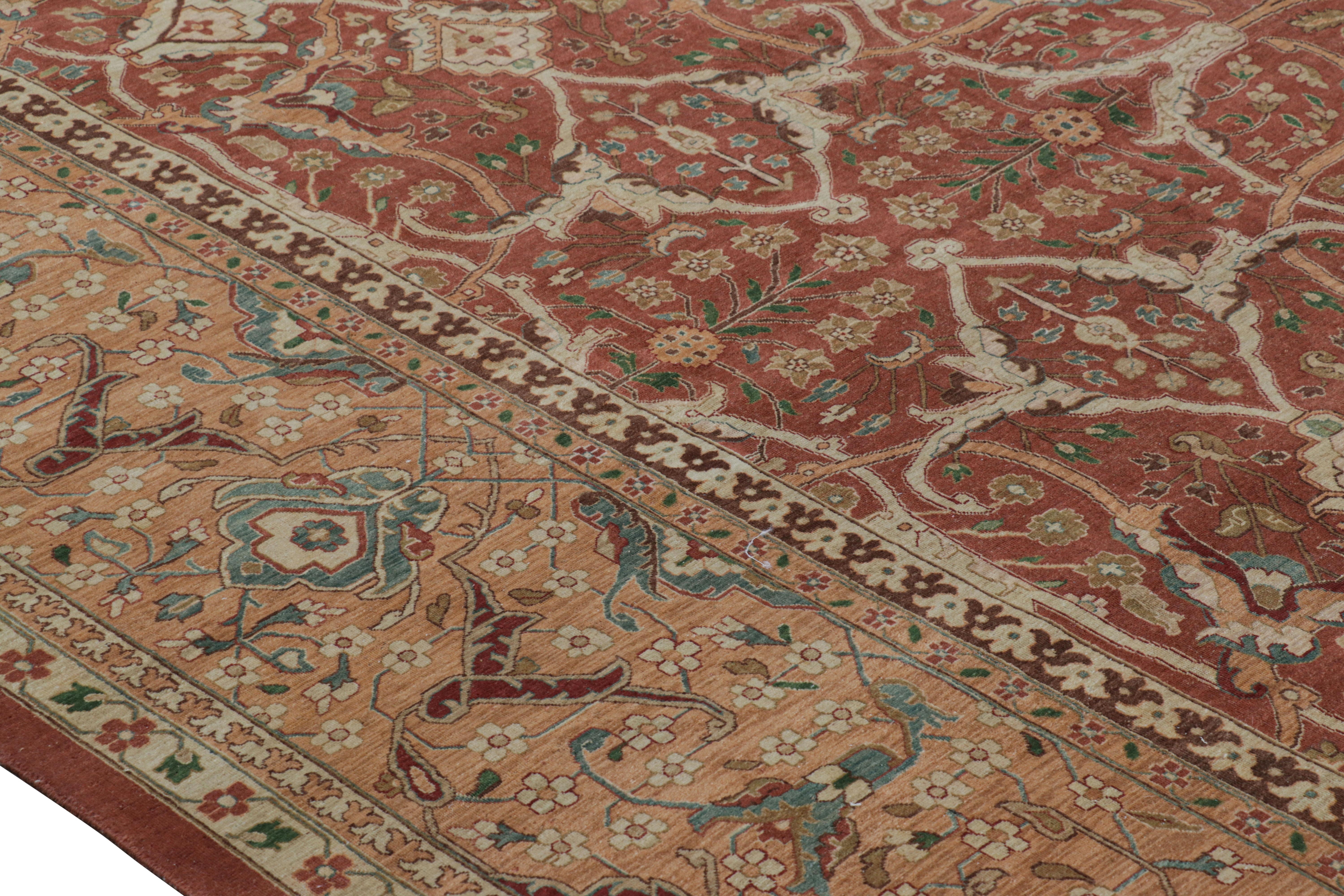 XXIe siècle et contemporain Rug & Kilim's Oversized Persian Tabriz Style Rug in Red with Floral Patterns (Tapis persan surdimensionné de style Tabriz en rouge avec des motifs floraux) en vente