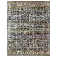 Rug & Kilim's übergroßer Teppich im Samarkand-Stil in Marineblau mit Blumenmustern