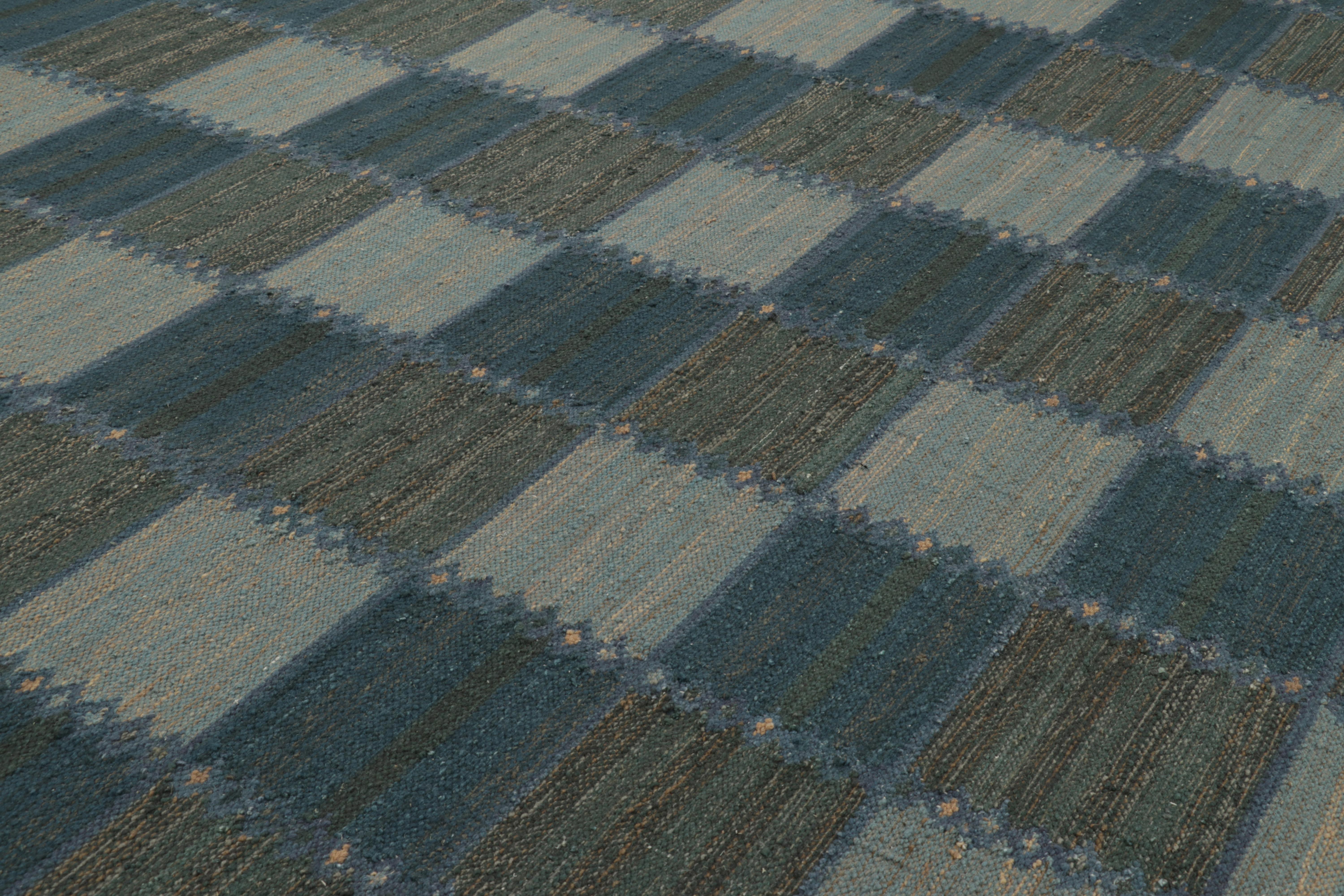 Indian Rug & Kilim’s Oversized Scandinavian Style Custom Rug, Gray-Brown Geometric For Sale