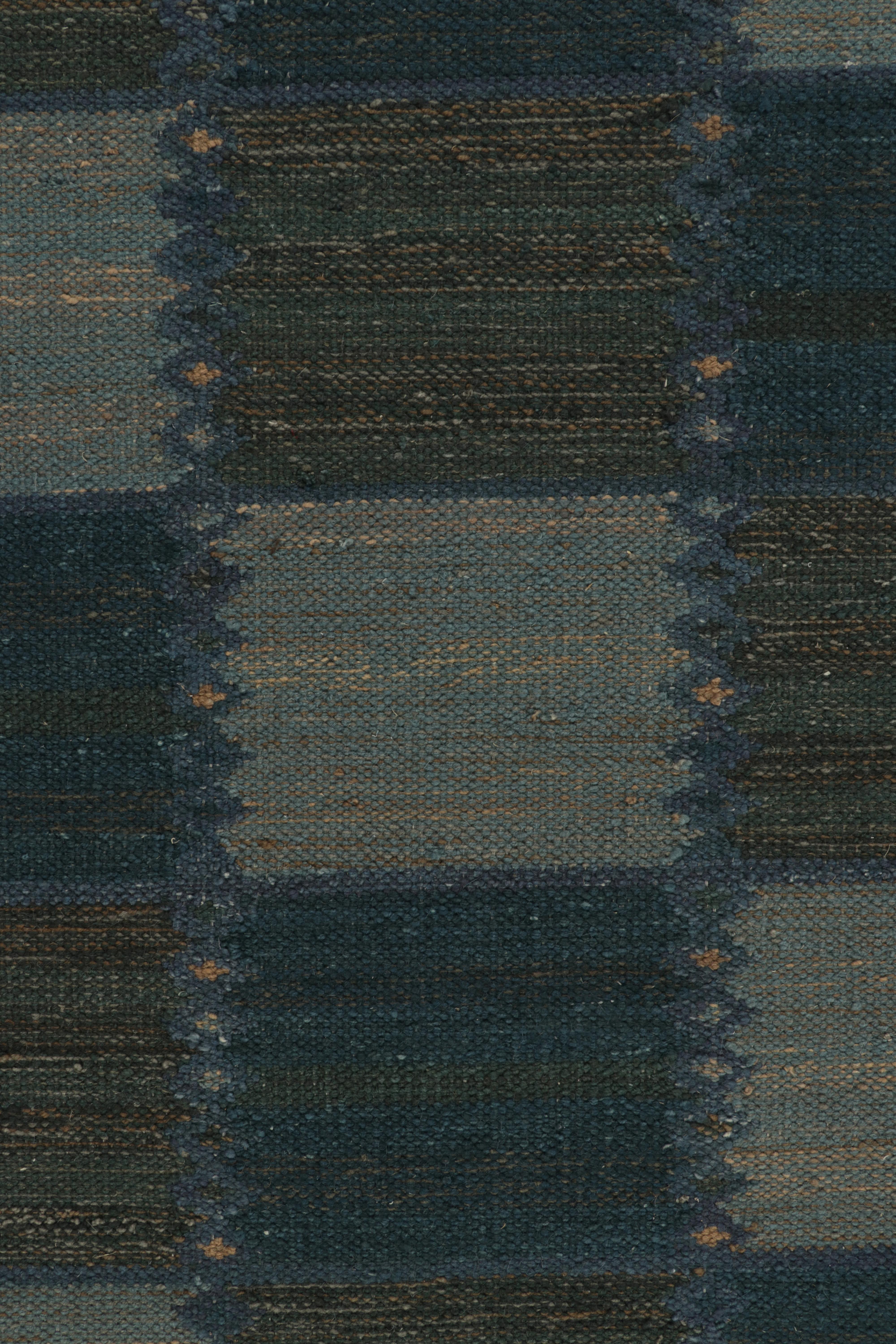 Hand-Woven Rug & Kilim’s Oversized Scandinavian Style Custom Rug, Gray-Brown Geometric For Sale