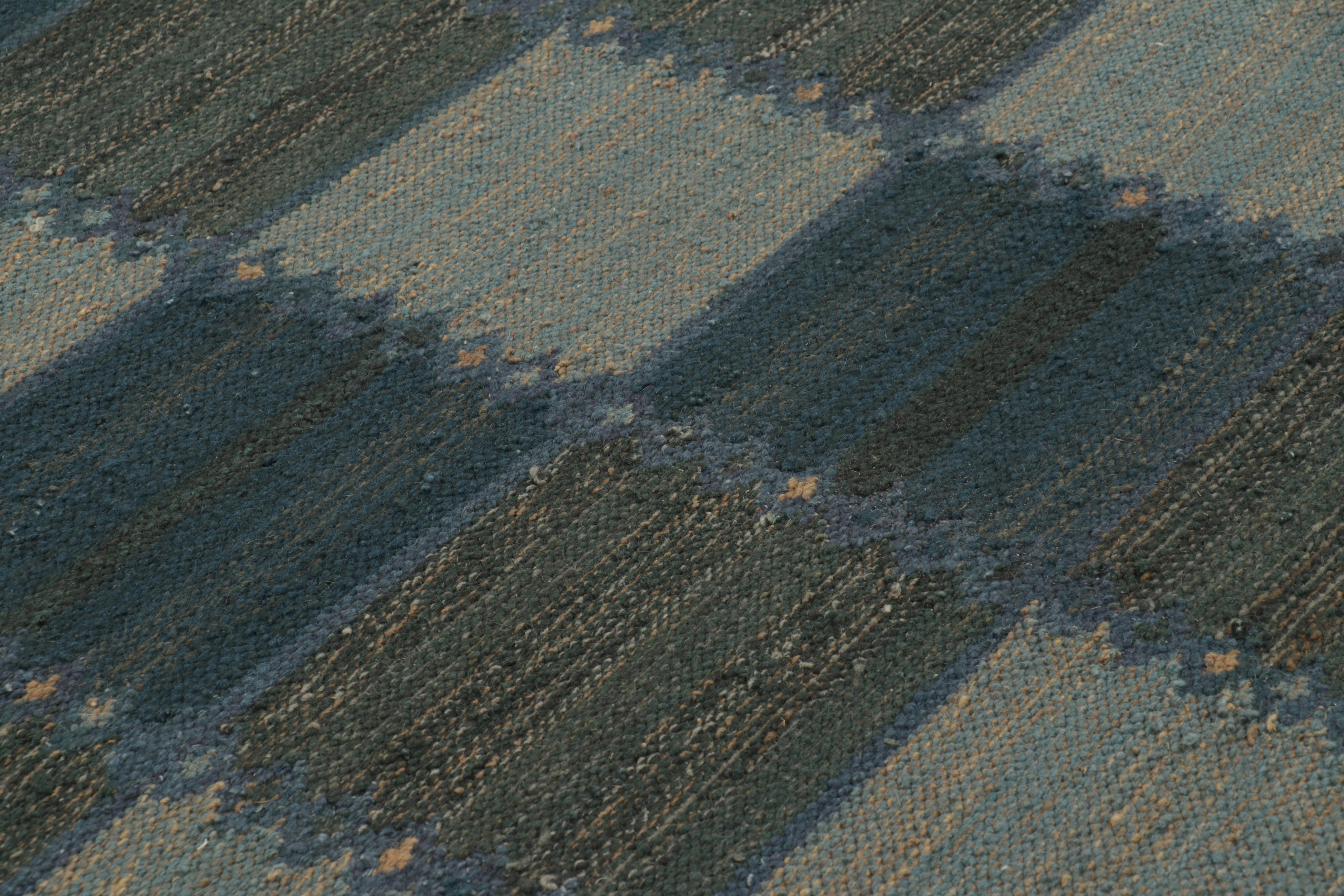 Rug & Kilim’s Oversized Scandinavian Style Custom Rug, Gray-Brown Geometric In Good Condition For Sale In Long Island City, NY