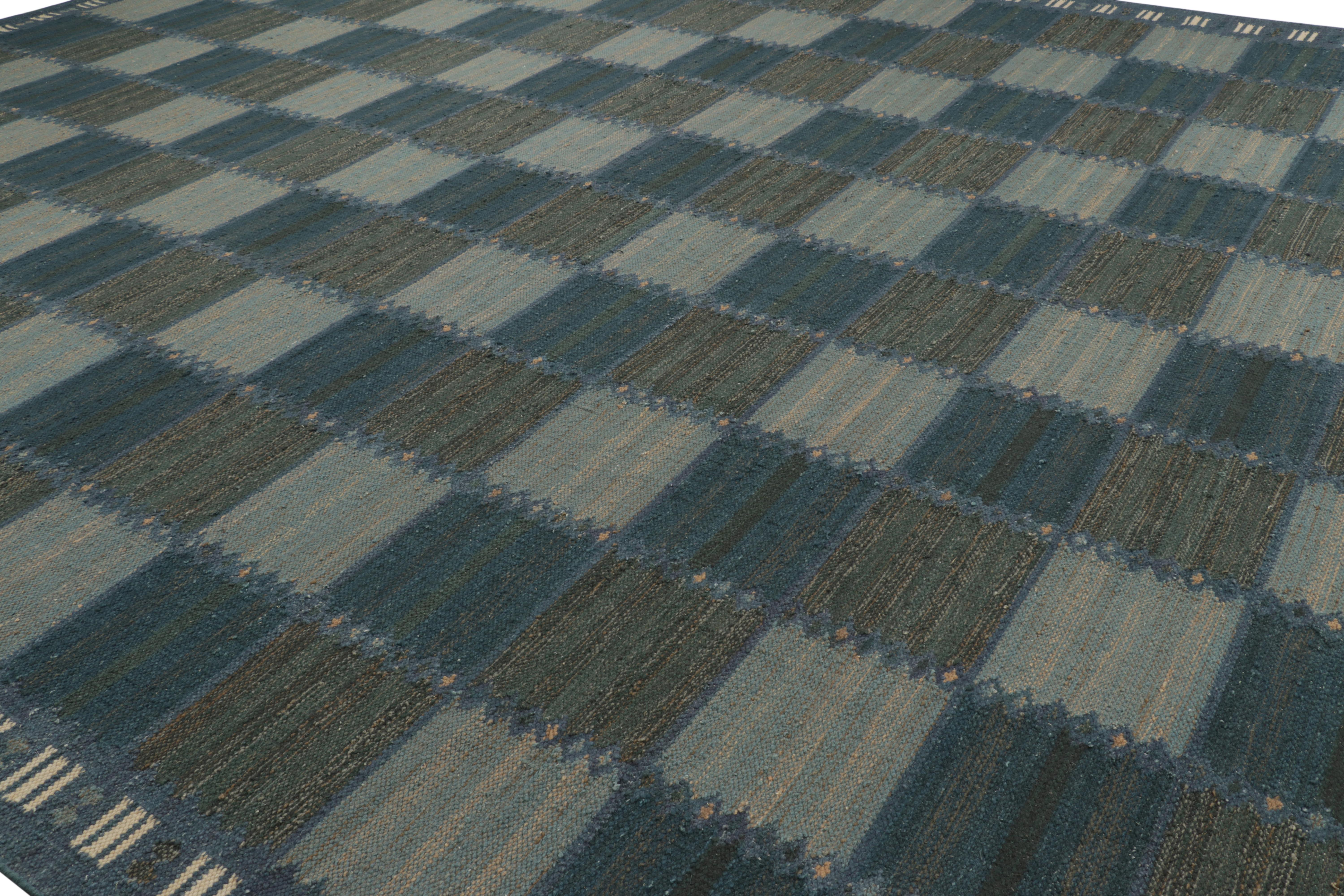 Rug & Kilim’s Oversized Scandinavian Style Custom Rug, Gray-Brown Geometric For Sale 1